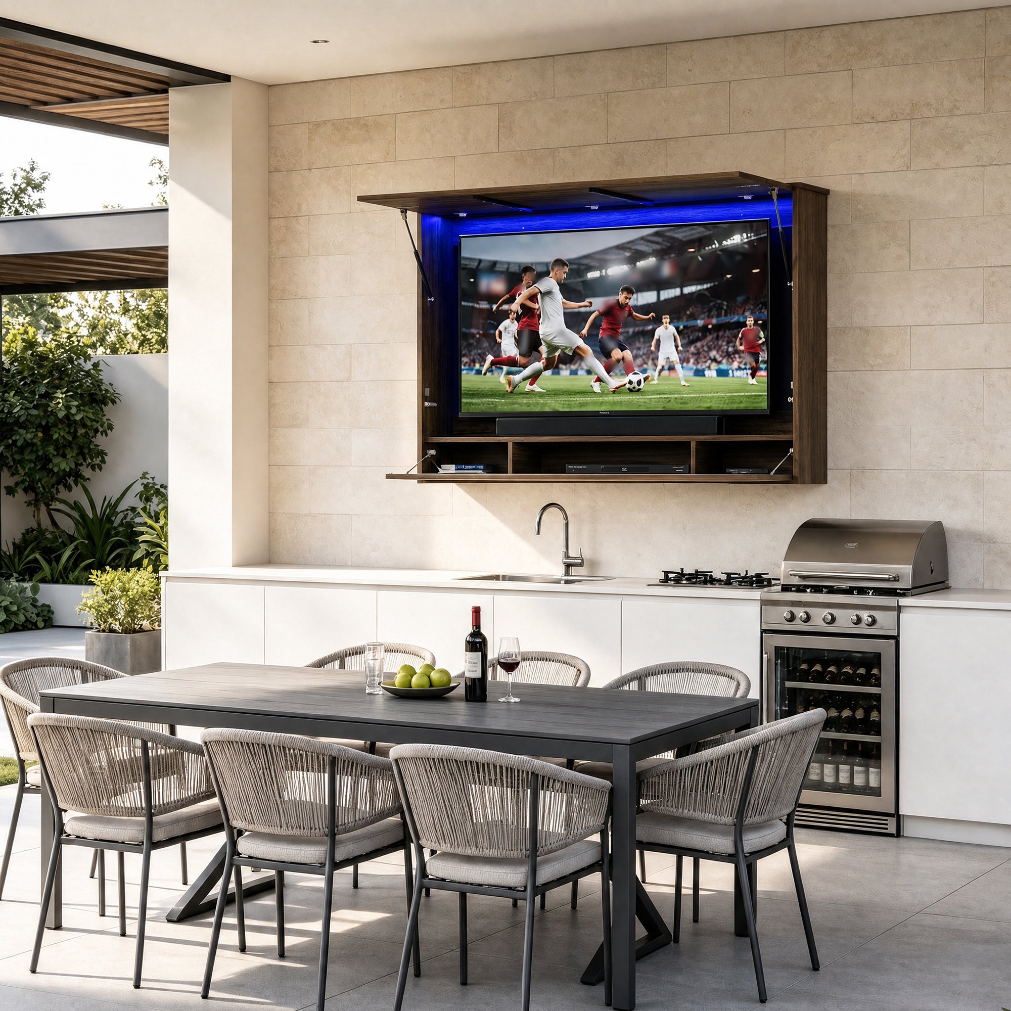 Advwin Wall Mounted TV Cabinet with Lift-Up Door