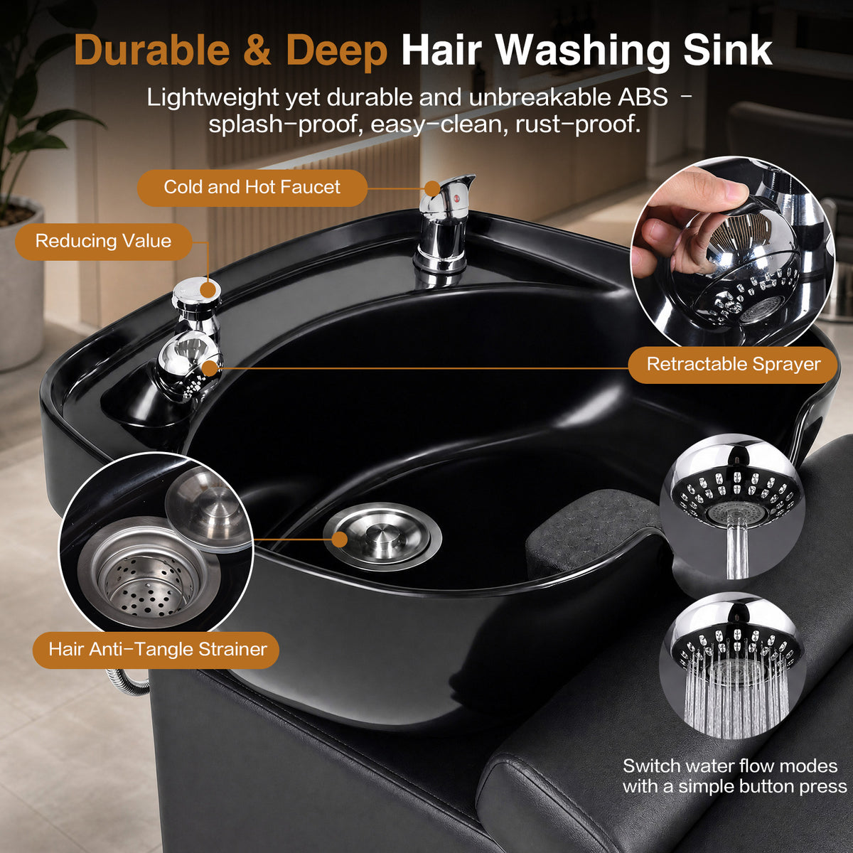 Advwin Modern Shampoo Backwash Chair w/ Footrest