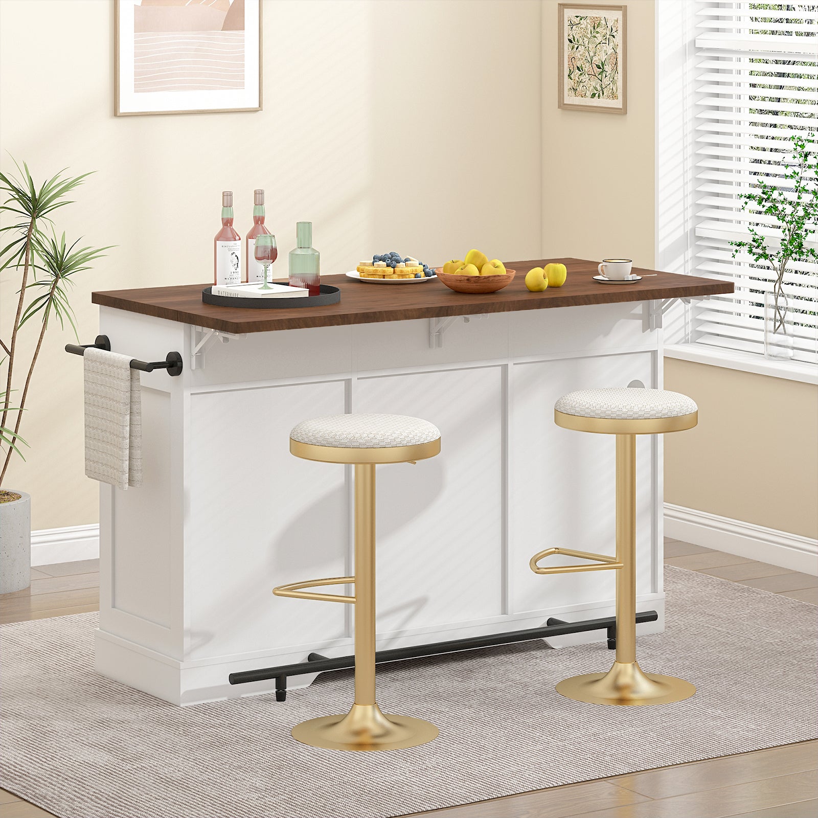 Advwin Kitchen Island Table with Power Outlet
