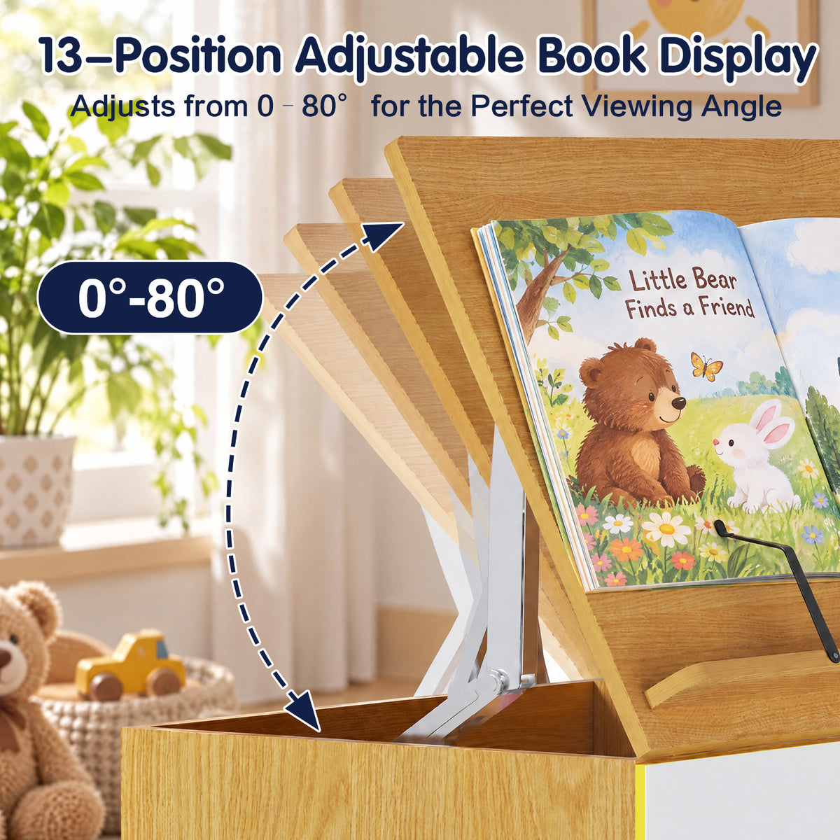 Advwin Rolling Big Book Display Cart with Markerboard