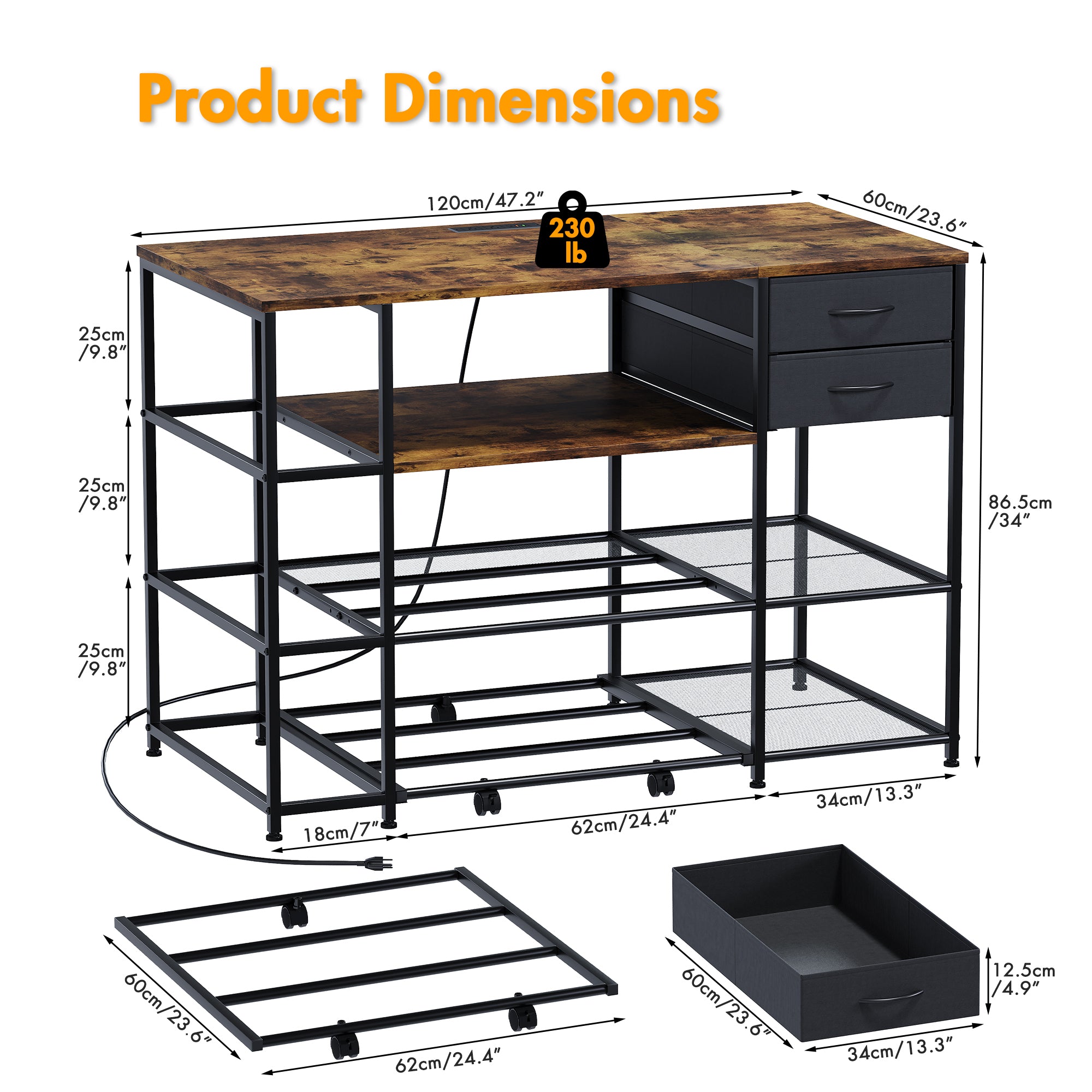 Advwin 3D Printer Stand with Rolling Filament Drawer