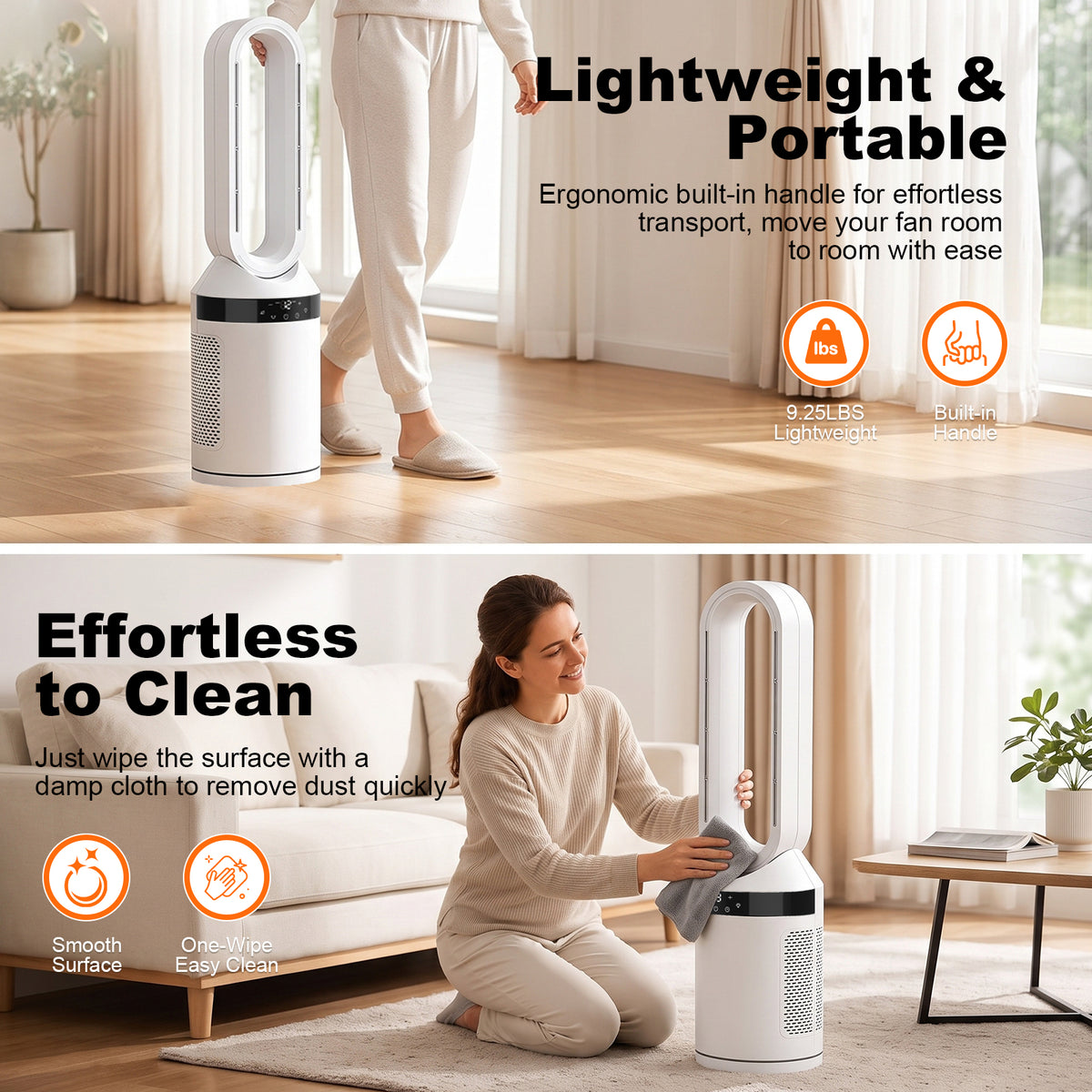 Advwin 32” Bladeless Tower Fan and Heater Combo