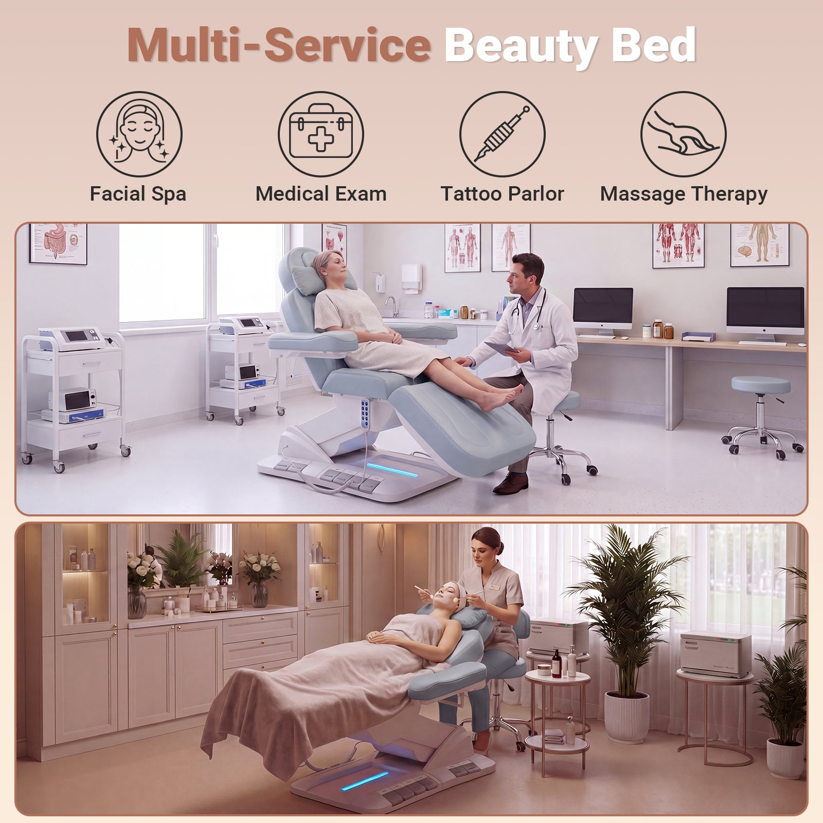 Advwin 3 Motor Adjustable Electric Esthetician Bed