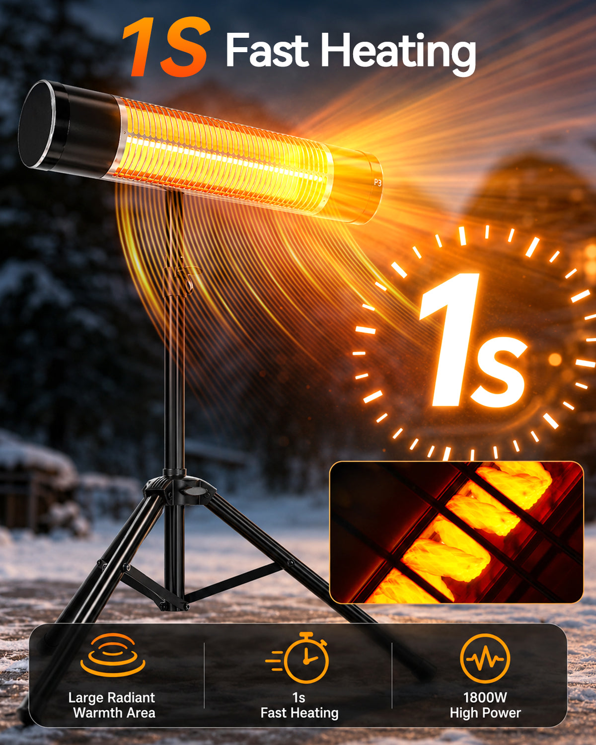 Advwin 1800W Electric Infrared Patio Heater