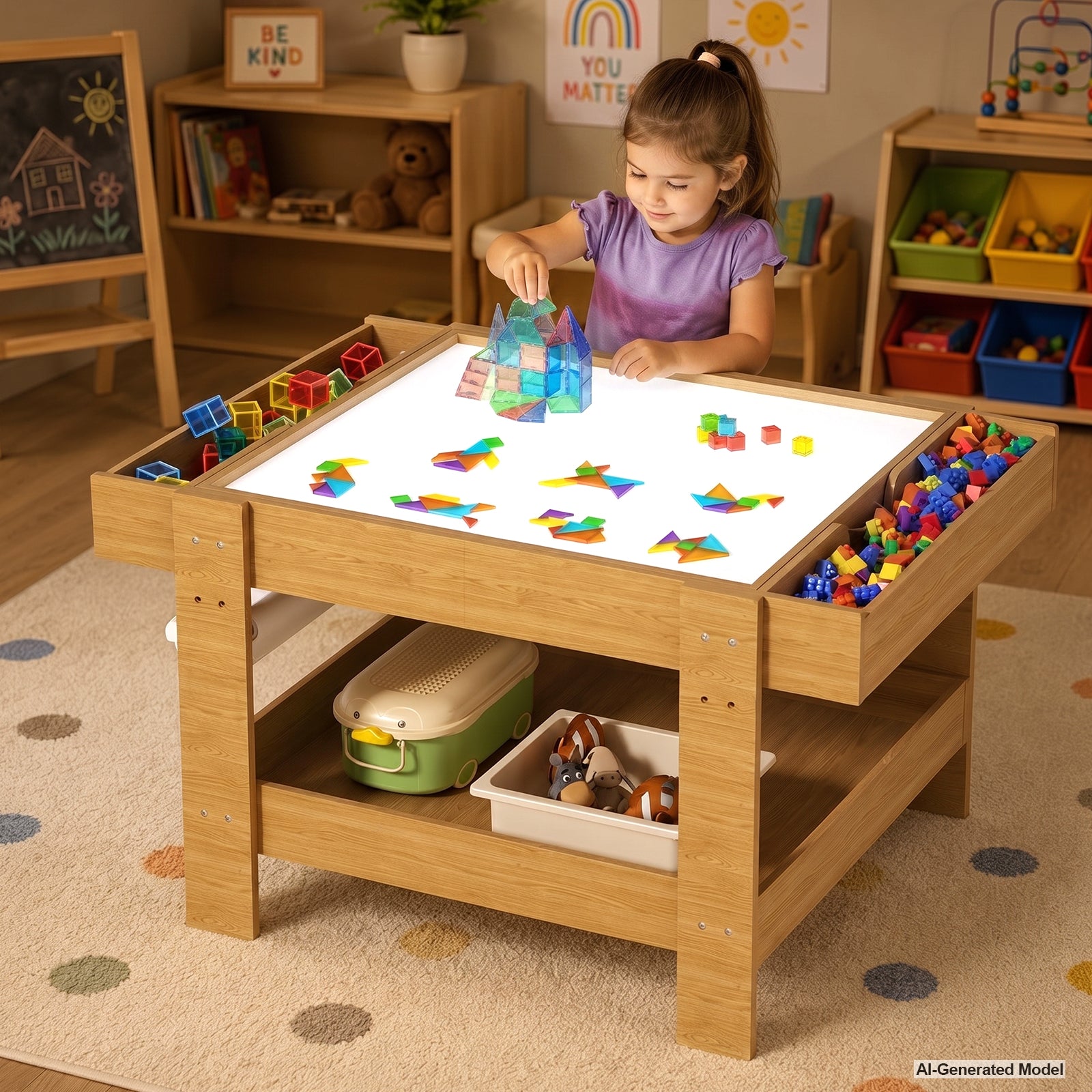Advwin 5-in-1 Light Table for Kids w/ Reversible Tabletop