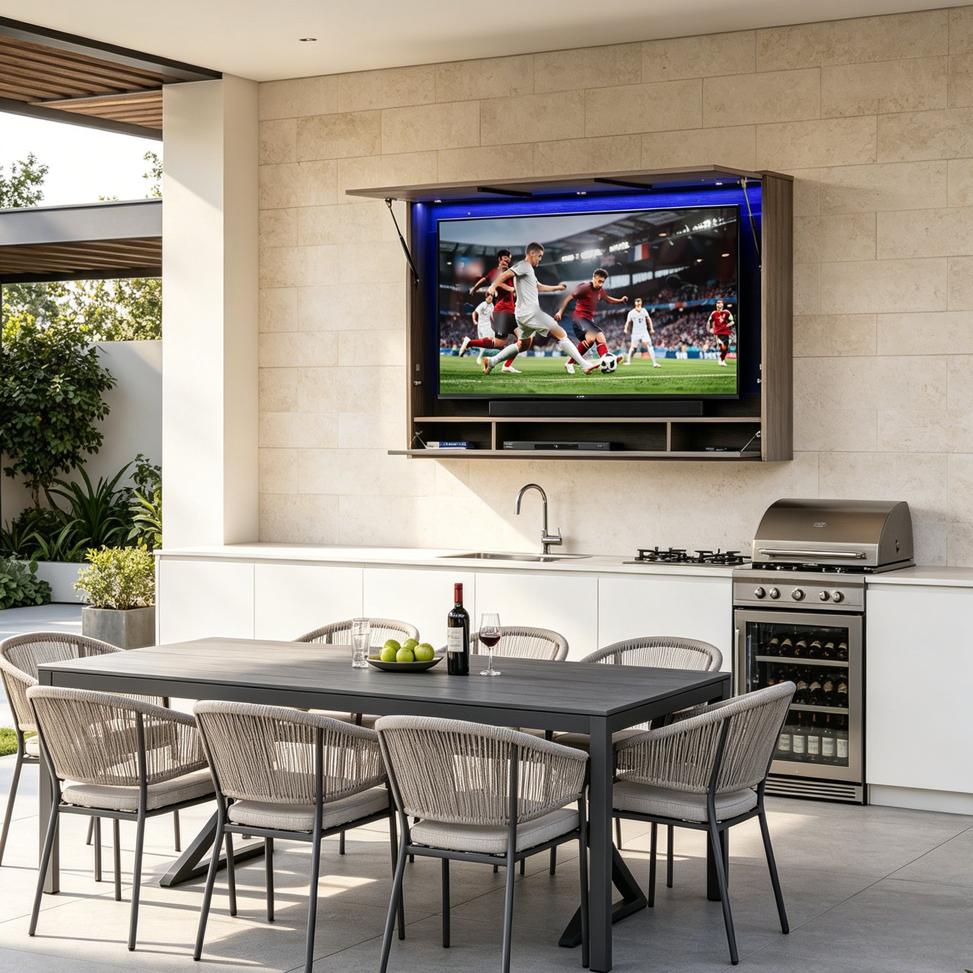 Advwin Wall Mounted TV Cabinet with Lift-Up Door