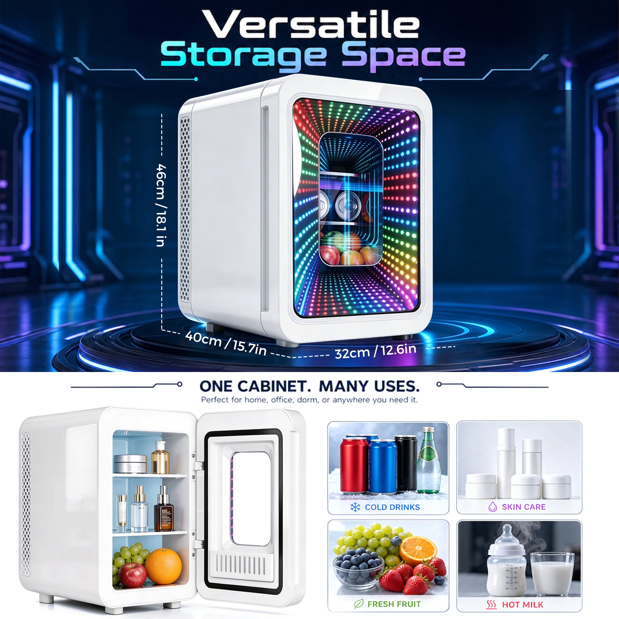 Advwin Mini Fridge with Dimmable Gaming Light
