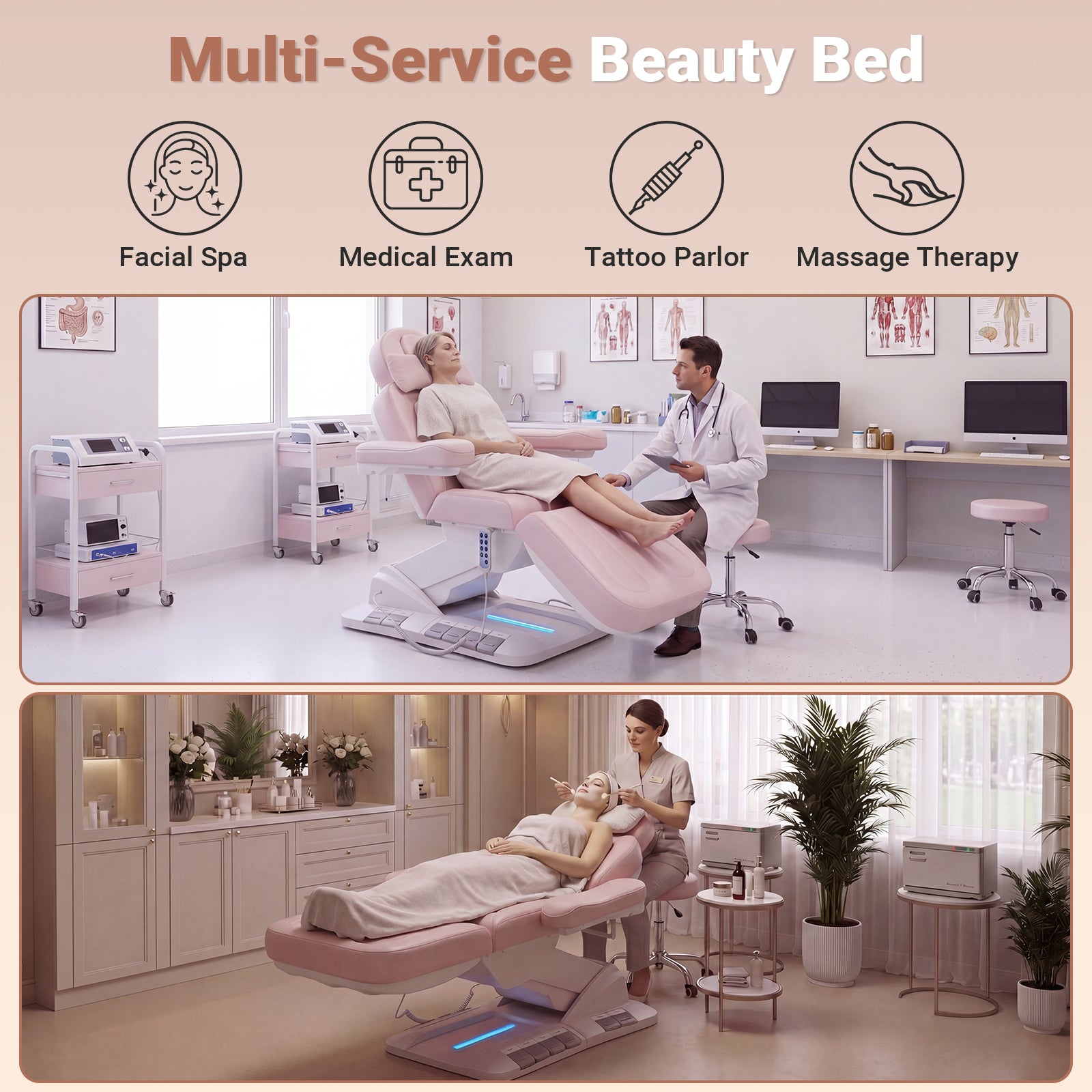 Advwin 3 Motor Adjustable Electric Esthetician Bed