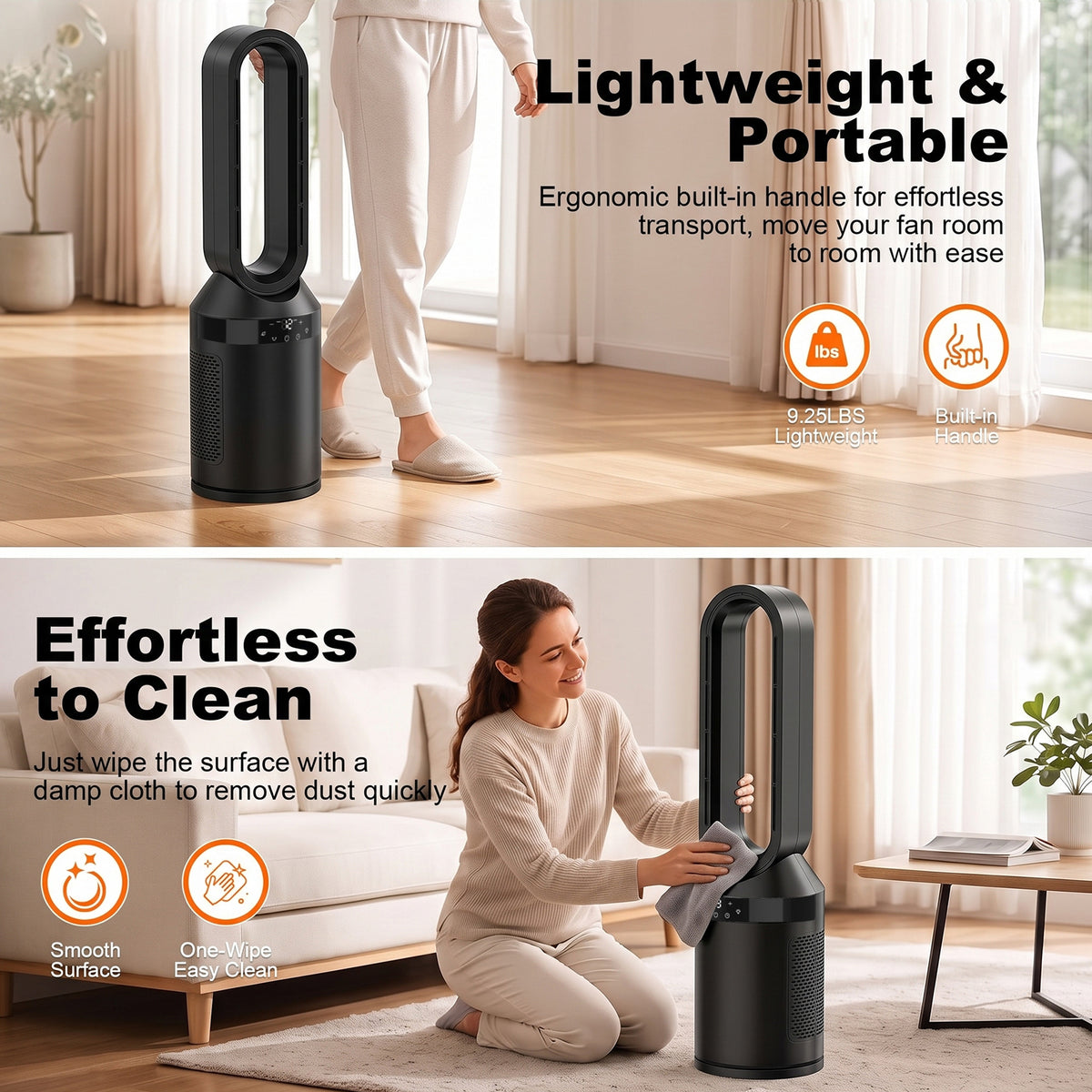 Advwin 32” Bladeless Tower Fan and Heater Combo