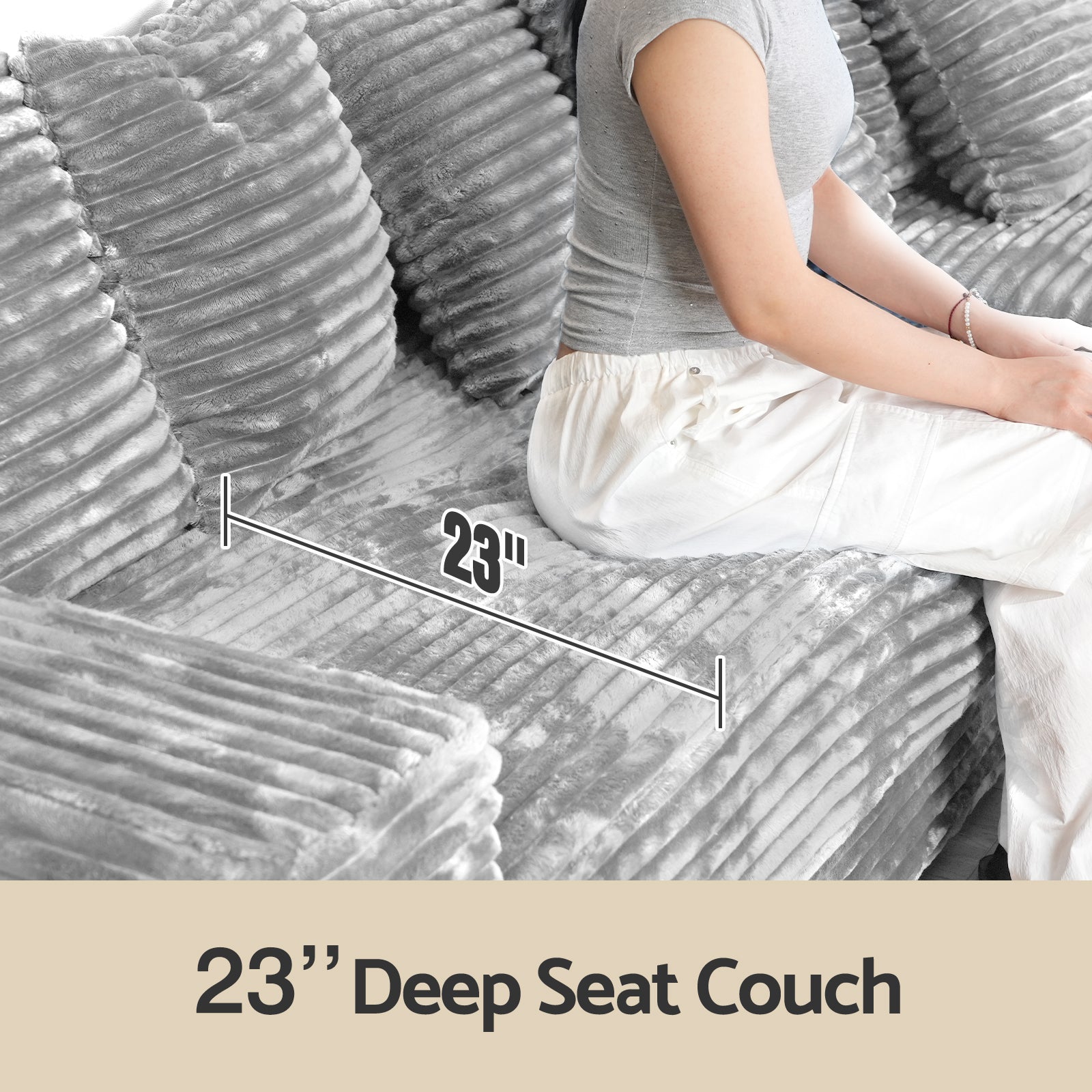 Advwin Oversized L Shaped Sofa With Chaise