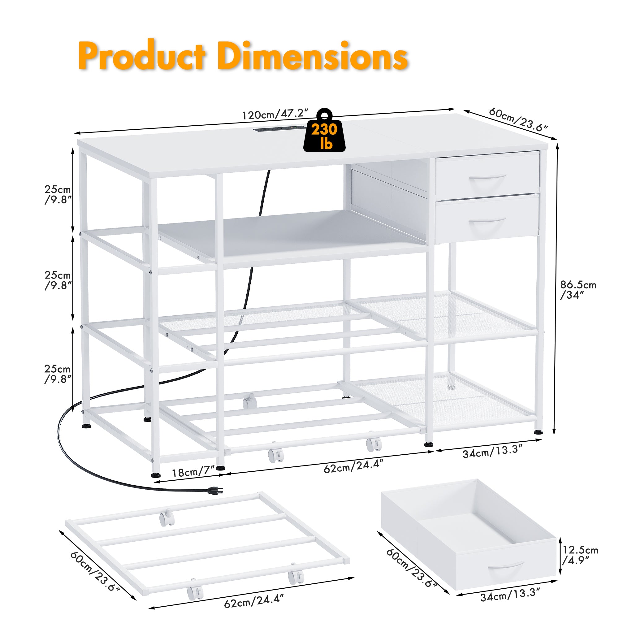 Advwin 3D Printer Stand with Rolling Filament Drawer