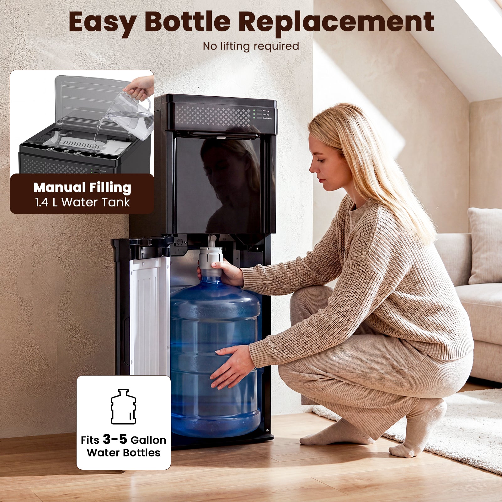 Advwin 3-in-1 Water Cooler Dispenser w/ Ice Maker