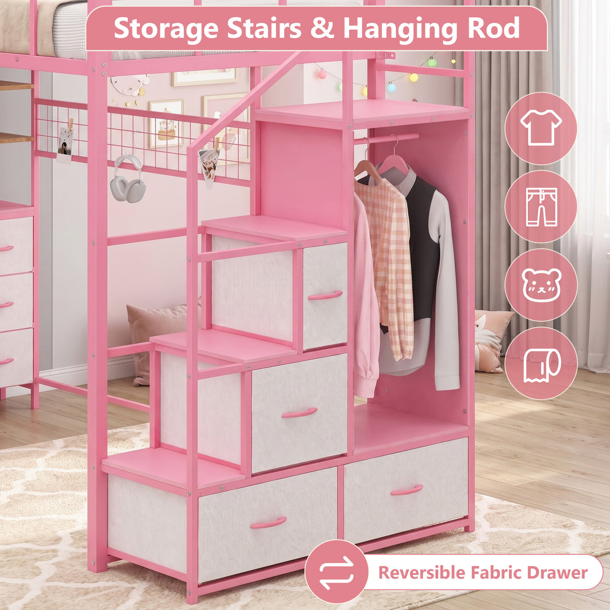 Advwin Loft Bed with Storage Headboard & Power Outlets