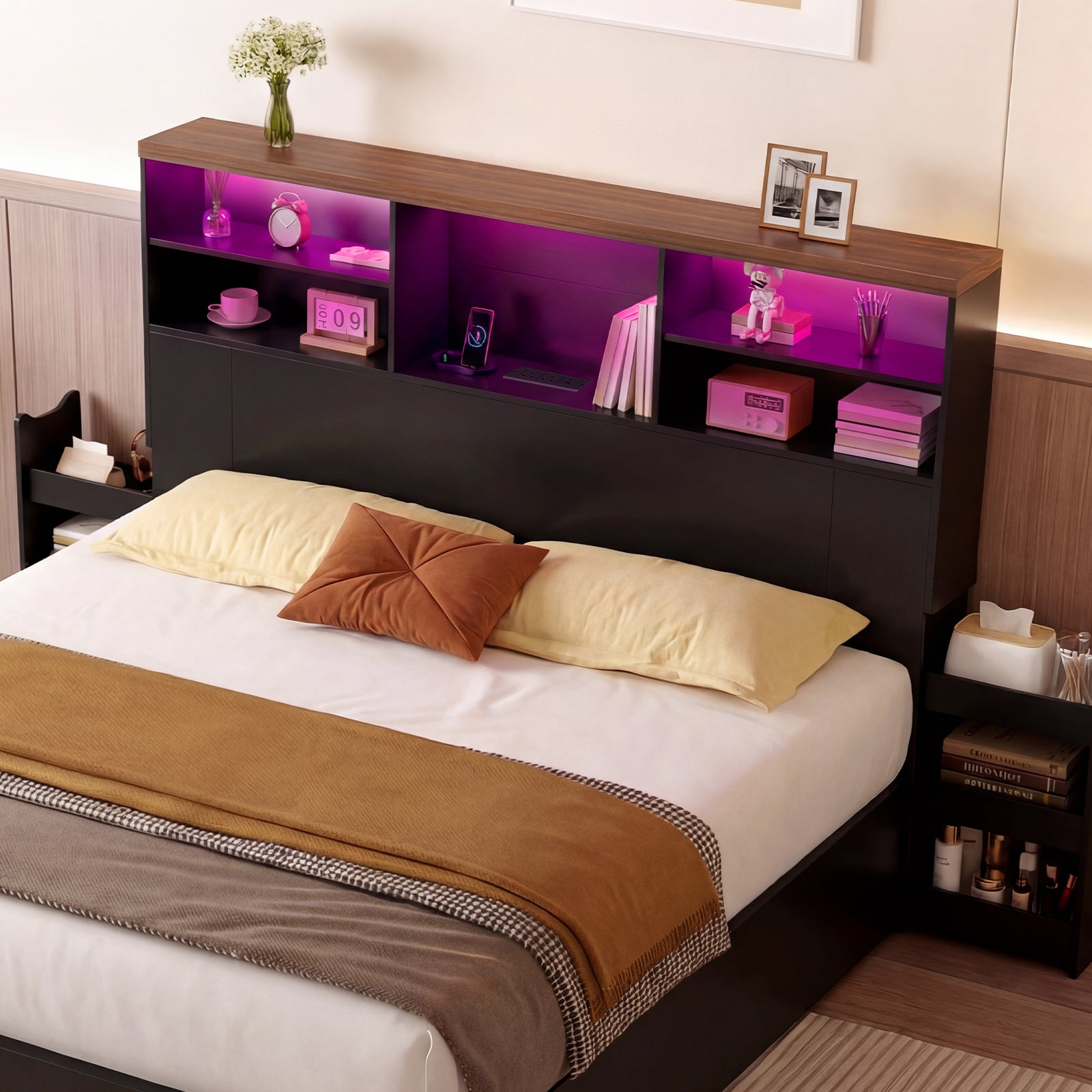 Advwin 63" Headboard w/ Extendable Storage Racks
