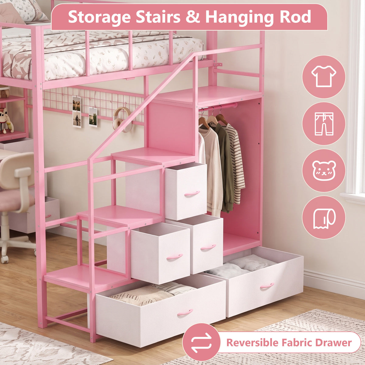 Advwin Loft Bed with Storage Headboard & Power Outlets