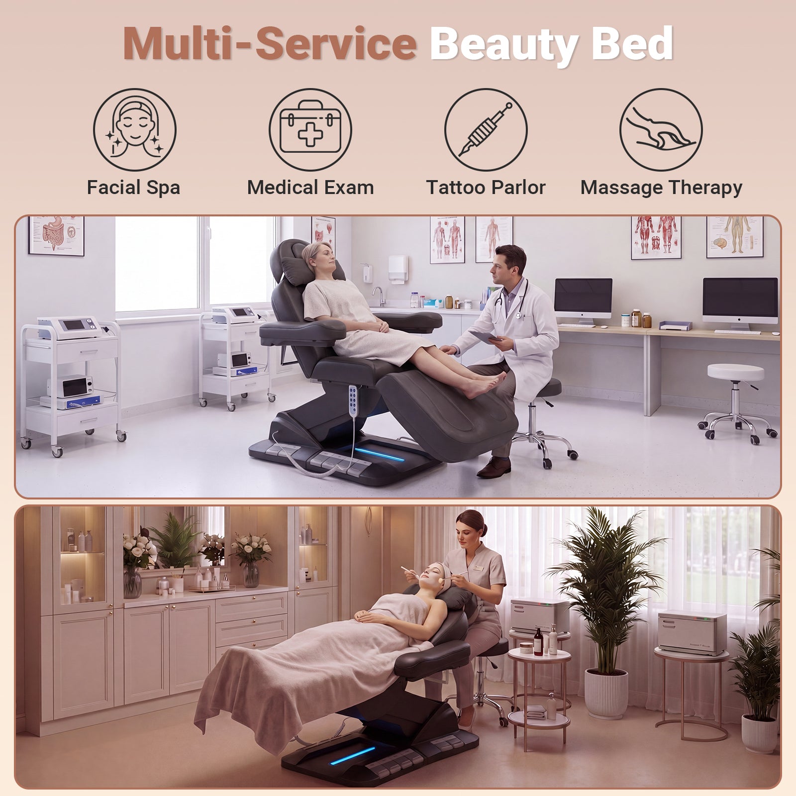 Advwin 3 Motor Adjustable Electric Esthetician Bed