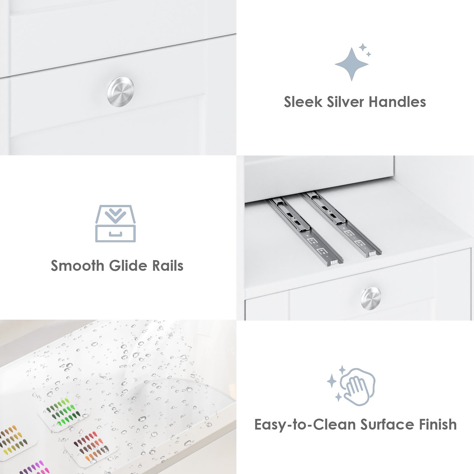 Advwin Nail Table w/LED Display Shelf Glass Table Top (Pre-Order)