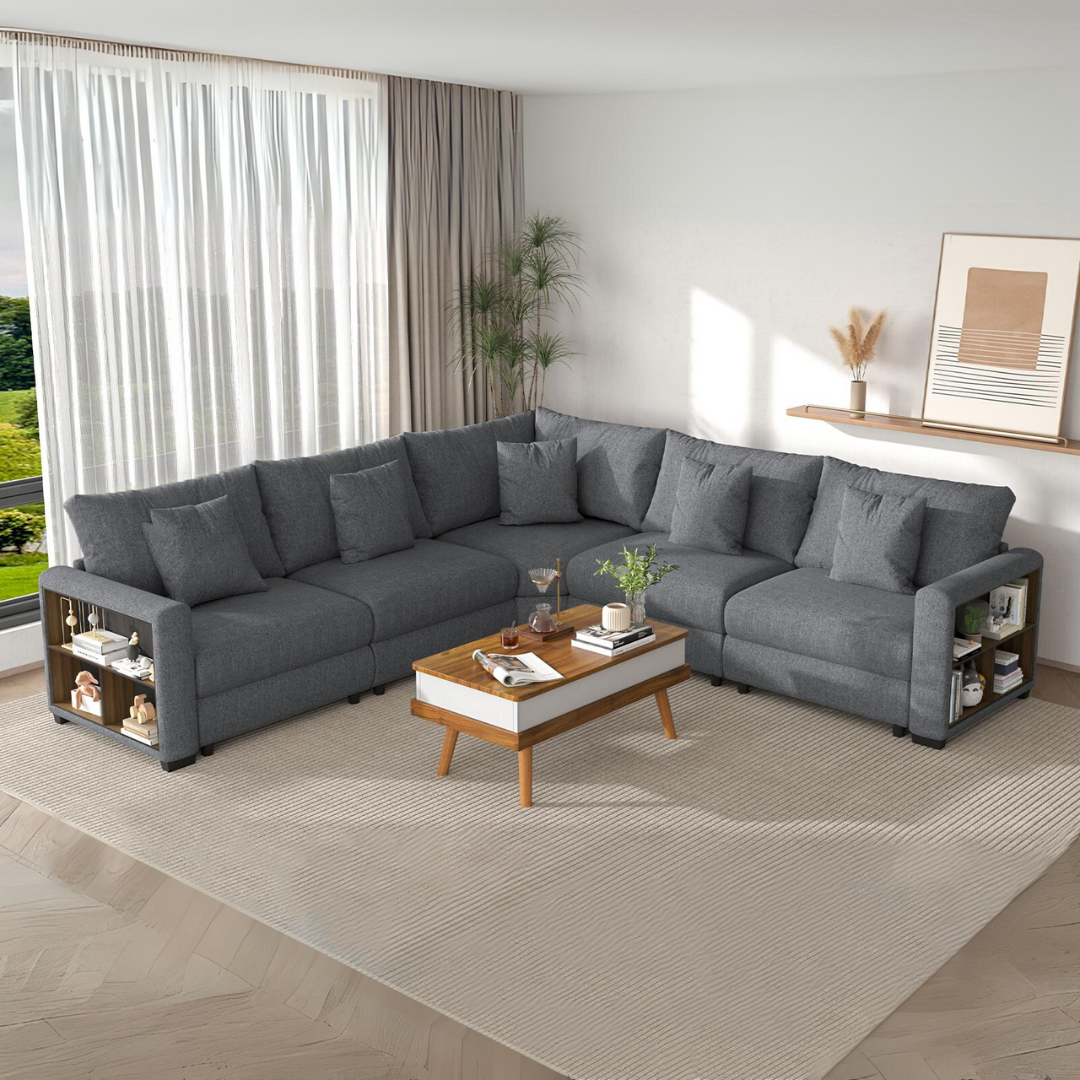 Advwin Oversized Corner Couches With Storage Armrest