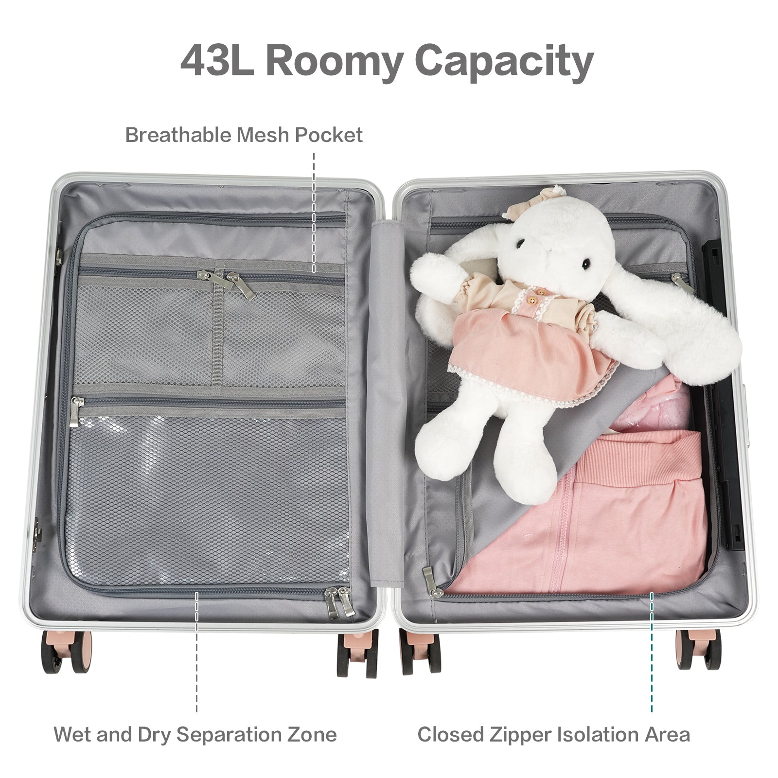 Advwin Hardside Luggage Suitcases with with Foldable Child Seat 20