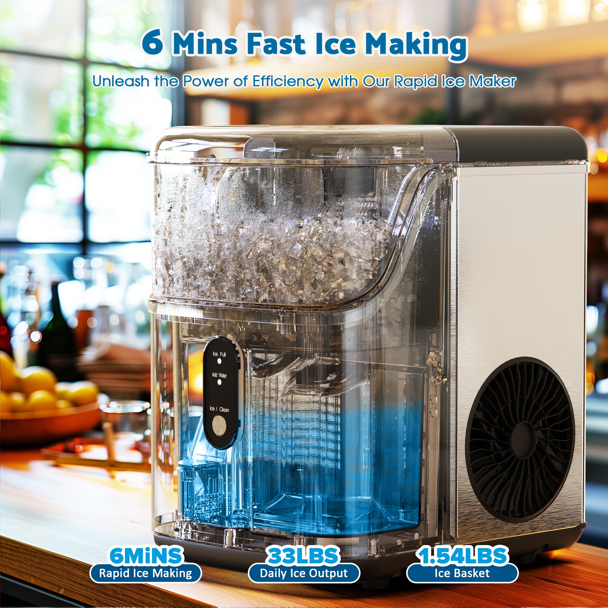 Advwin Nugget Countertop Ice Maker 33Lbs/24H