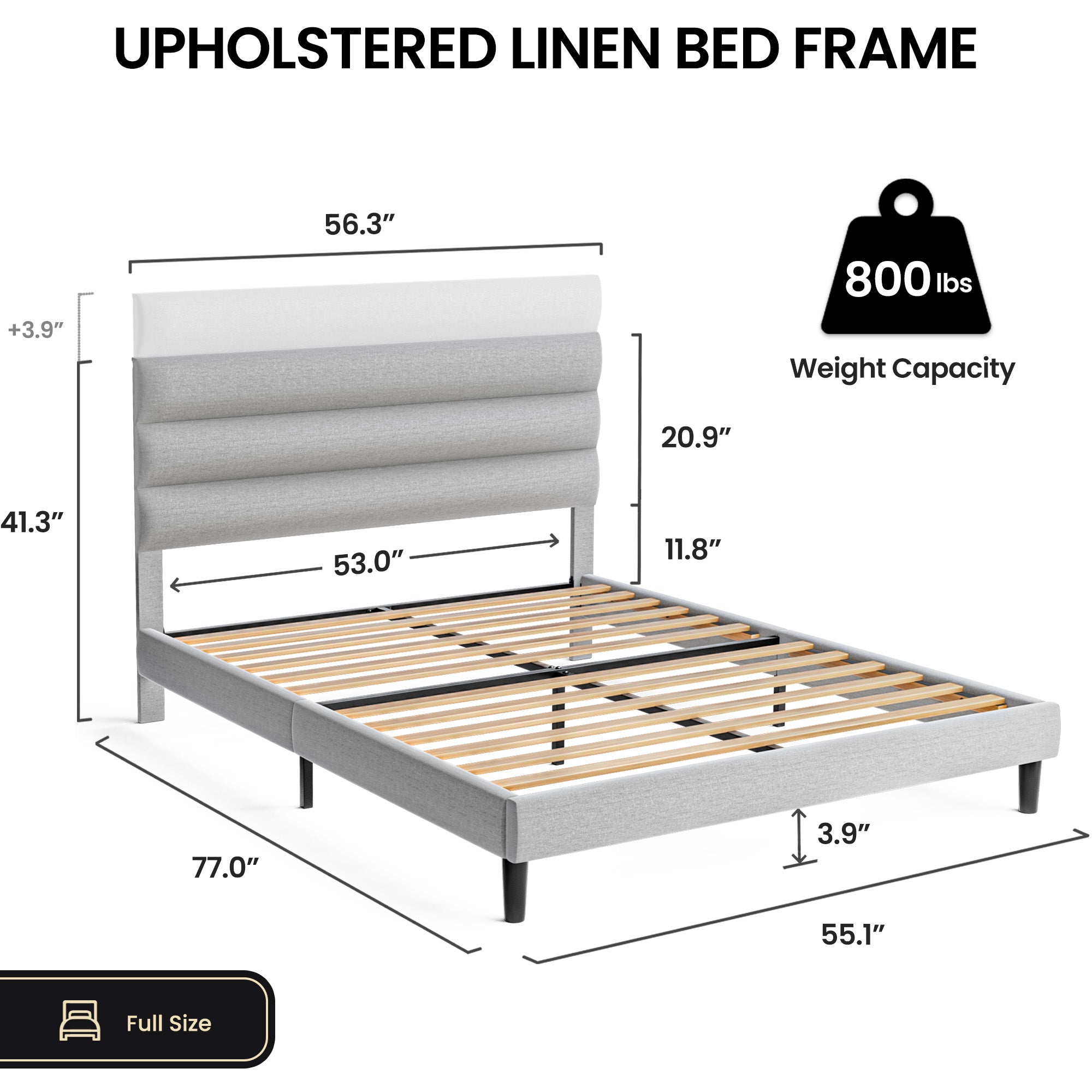 Advwin Velvet Linen Bed Frame with Adjustable Headboard