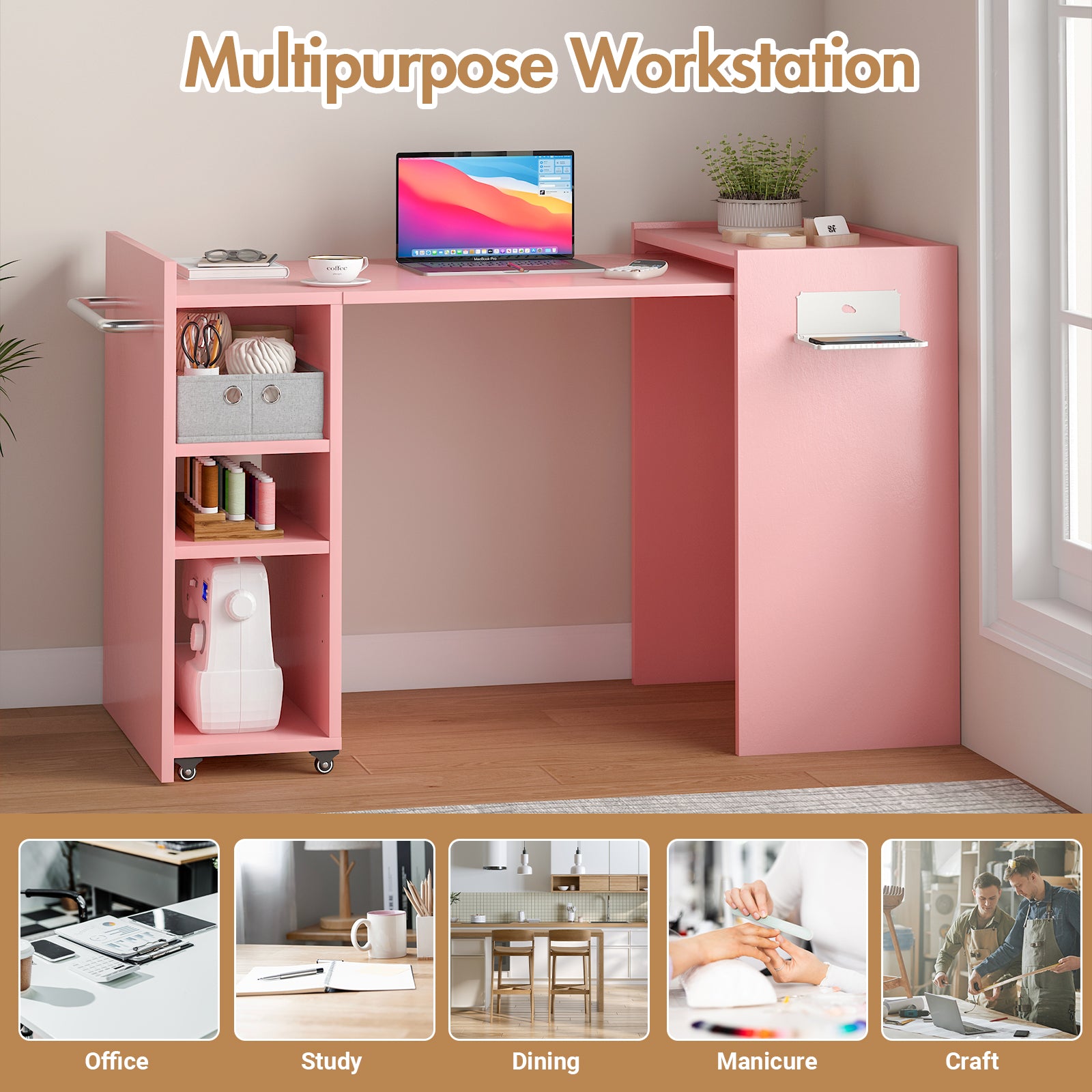 Advwin Multipurpose Folding with Storage Drawer Manicure Table