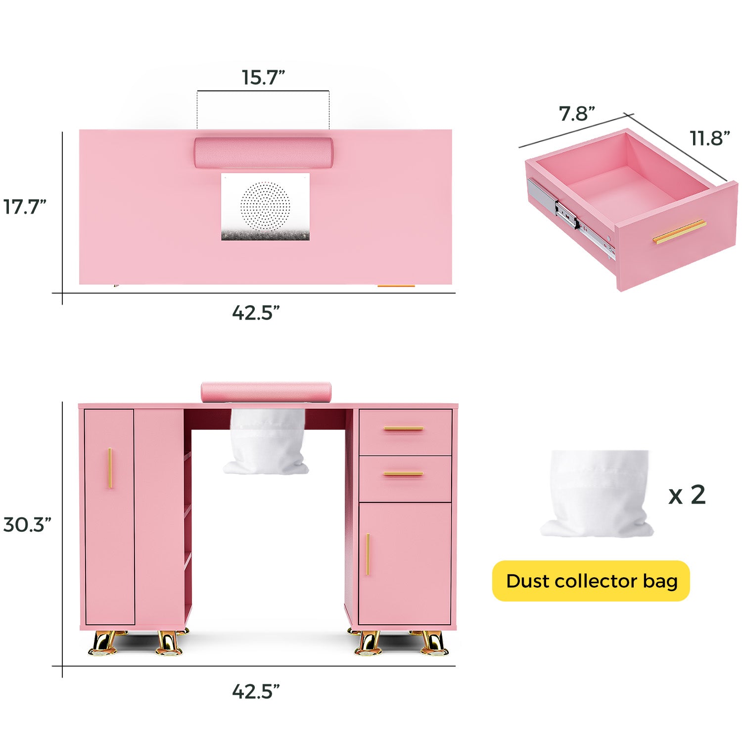 Advwin Manicure Table with Dust Collector