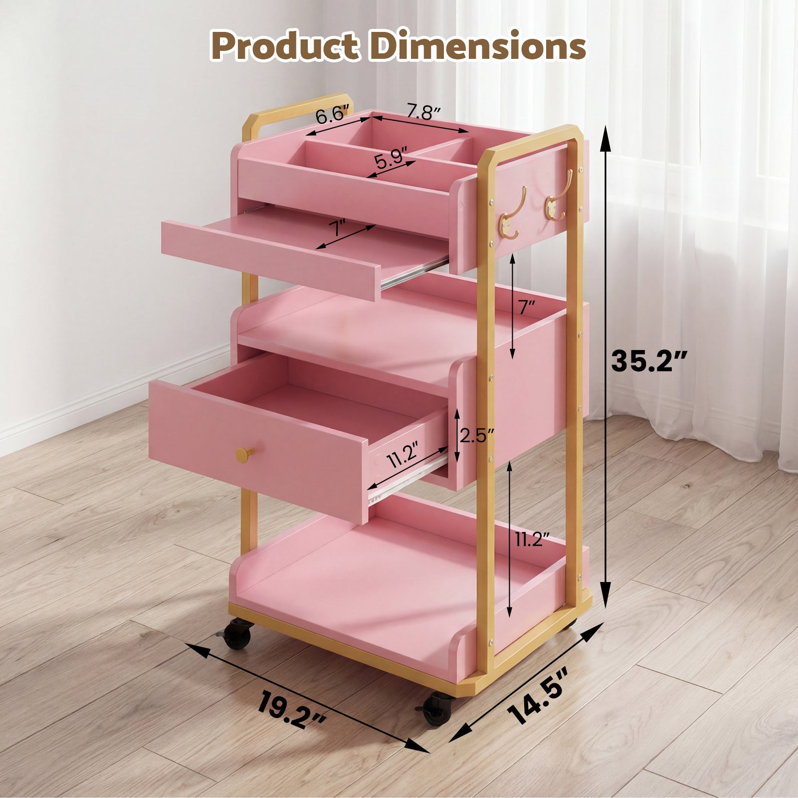 Advwin Salon Spa Cart with Wheels & Drawer