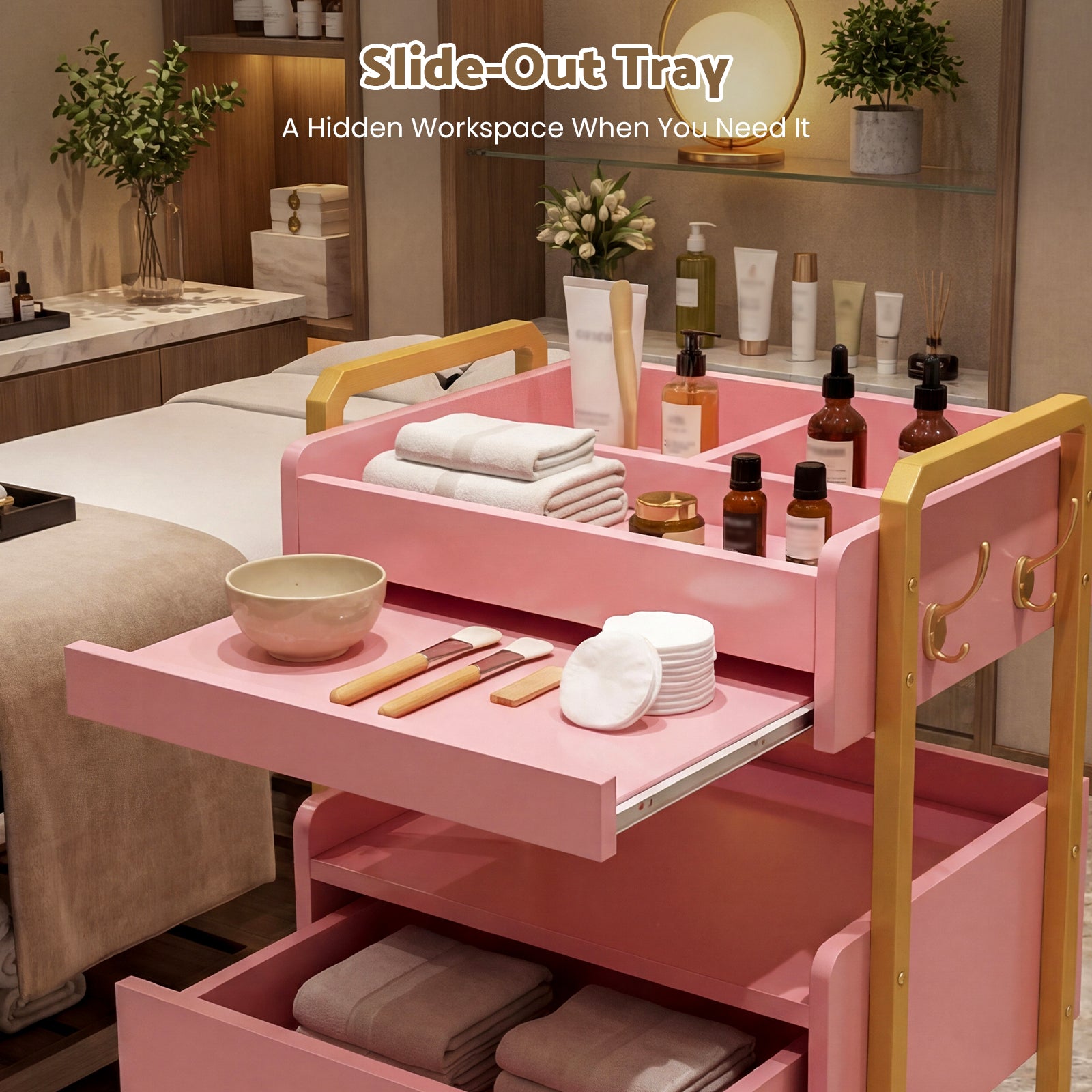 Advwin Salon Spa Cart with Wheels & Drawer