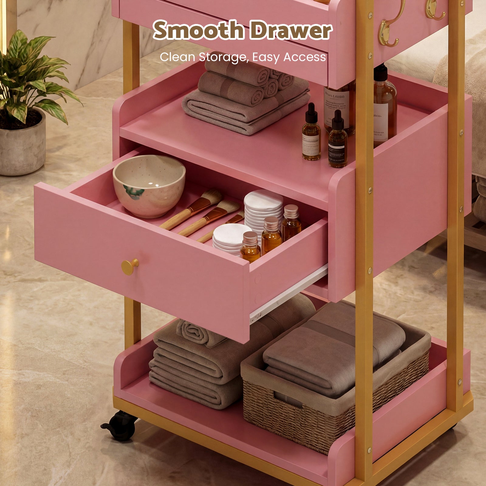 Advwin Salon Spa Cart with Wheels & Drawer