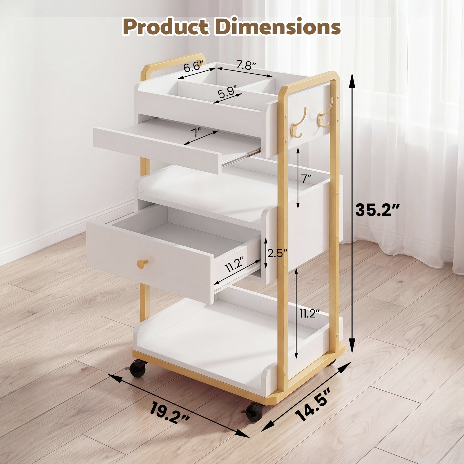 Advwin Salon Spa Cart with Wheels & Drawer