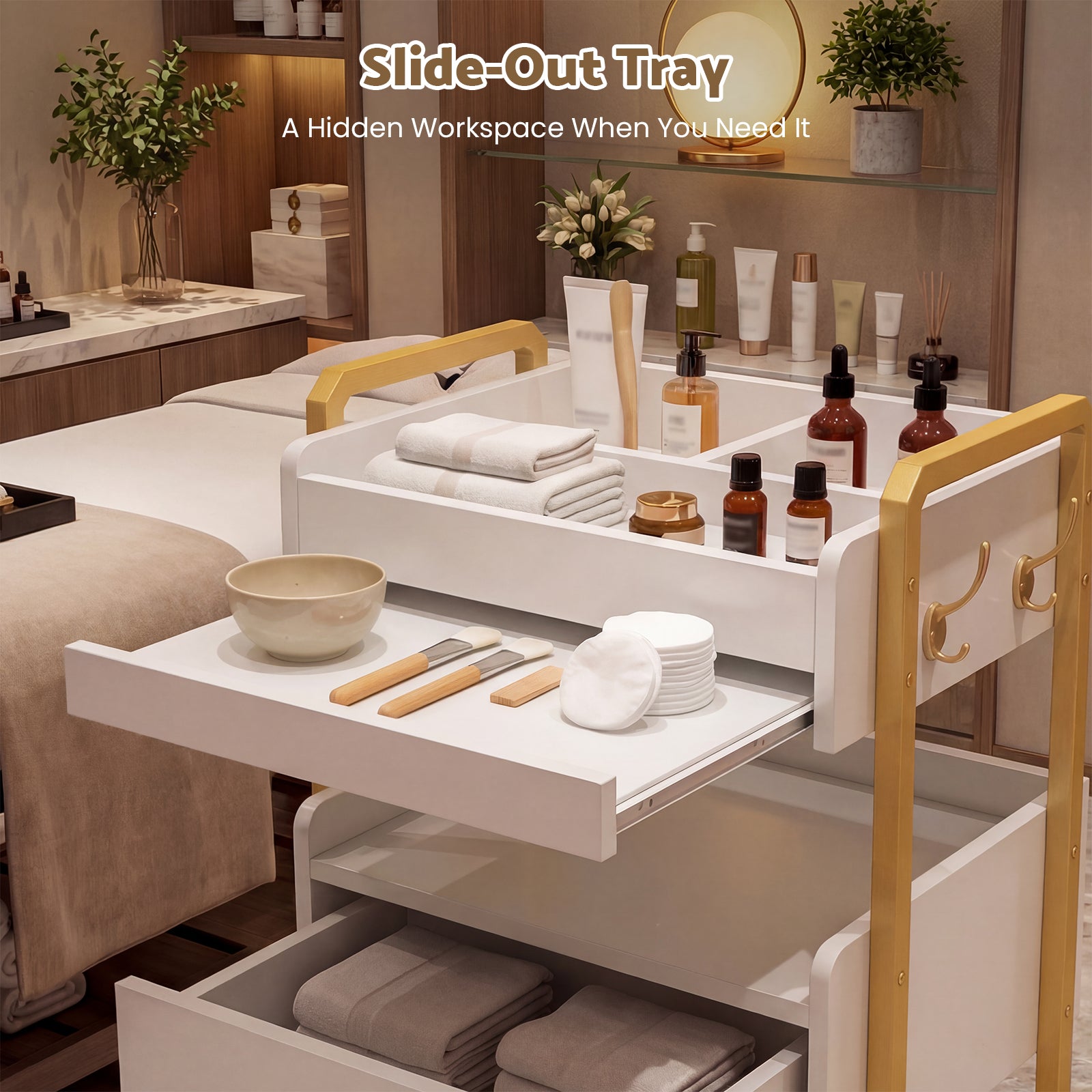 Advwin Salon Spa Cart with Wheels & Drawer