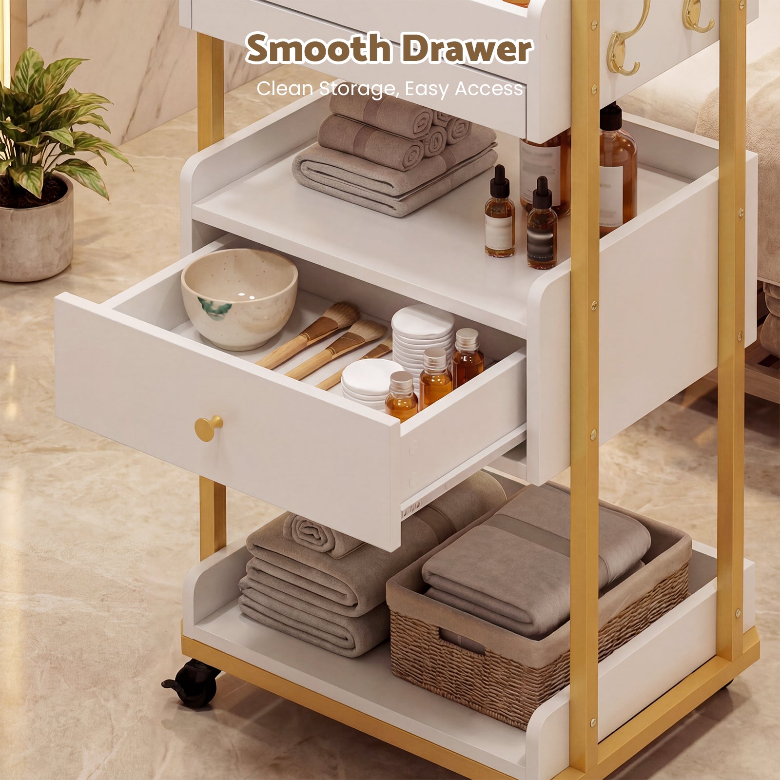 Advwin Salon Spa Cart with Wheels & Drawer