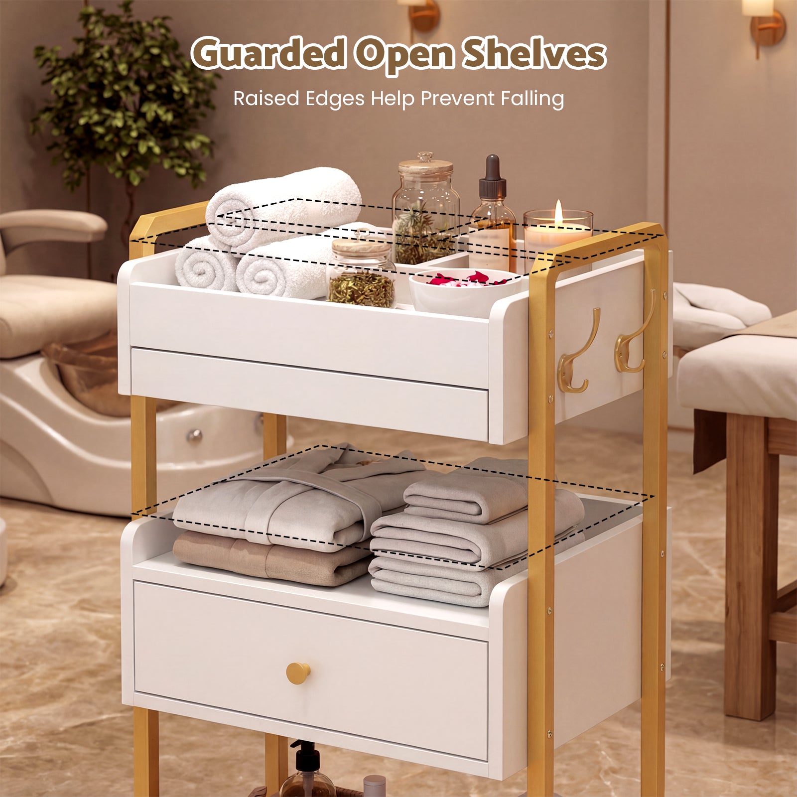 Advwin Salon Spa Cart with Wheels & Drawer