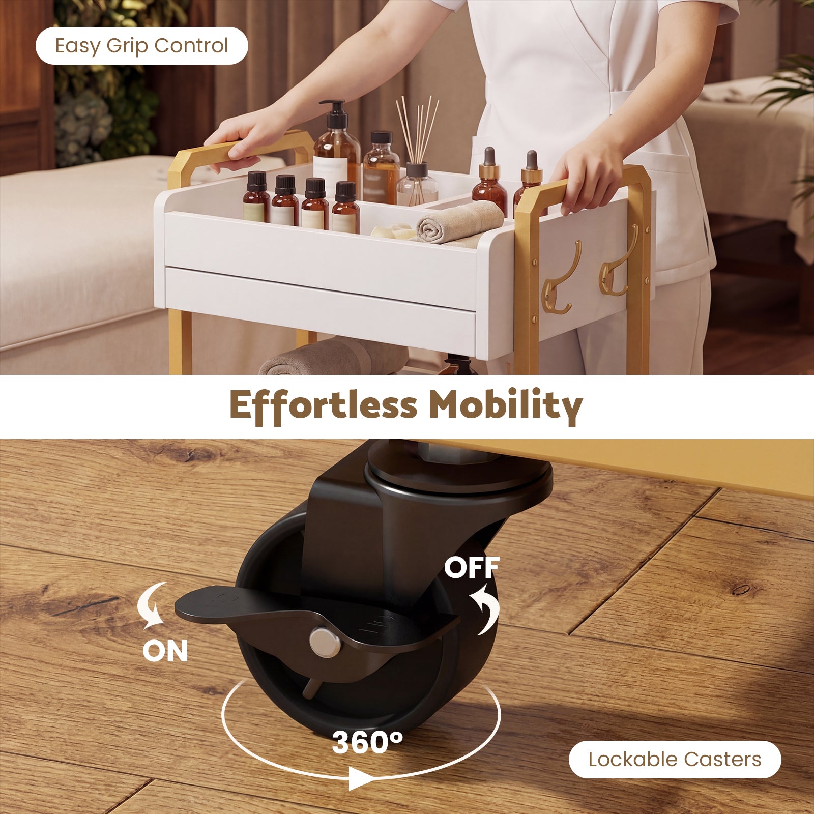 Advwin Salon Spa Cart with Wheels & Drawer