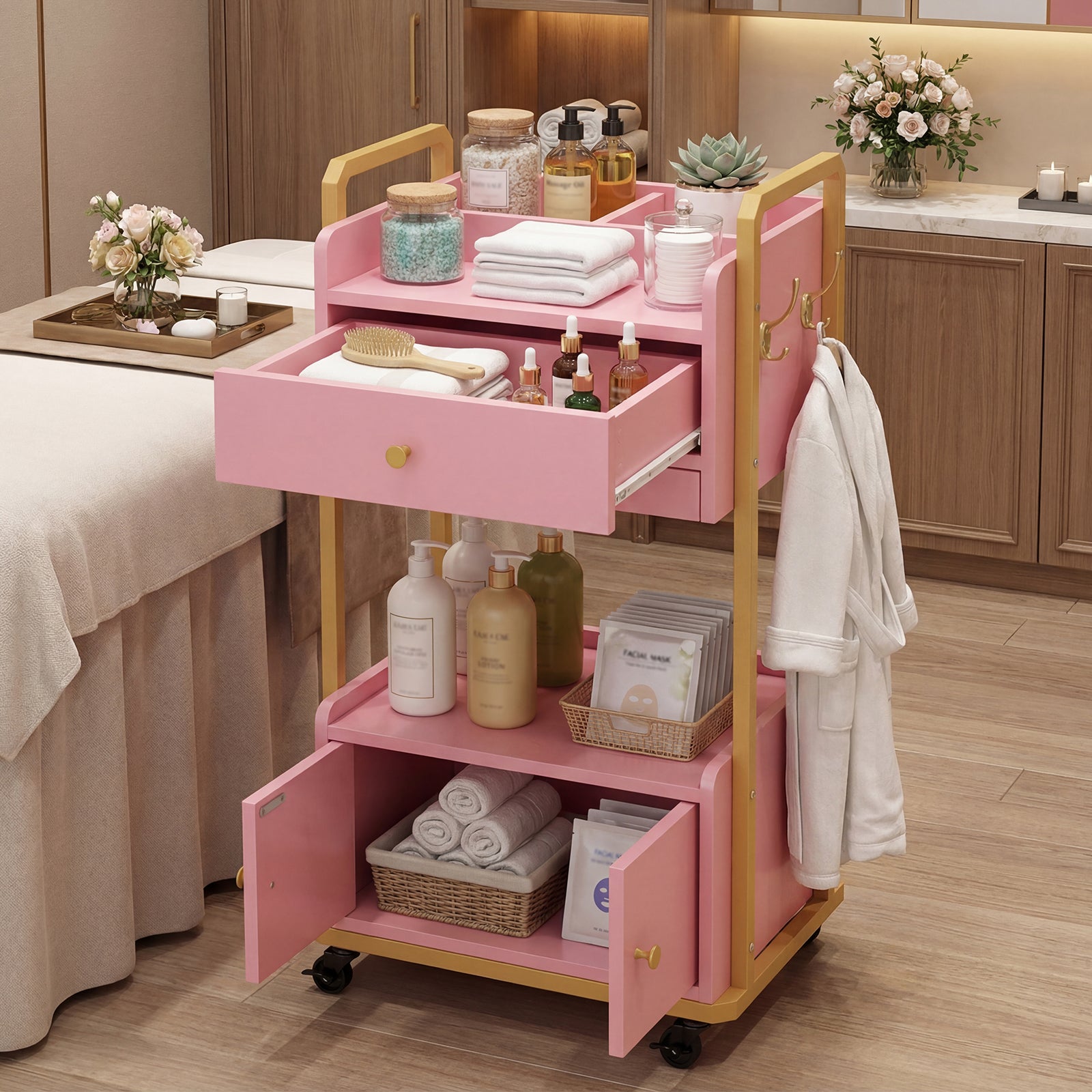 Advwin Spa Salon Trolley with Storage Cabinet