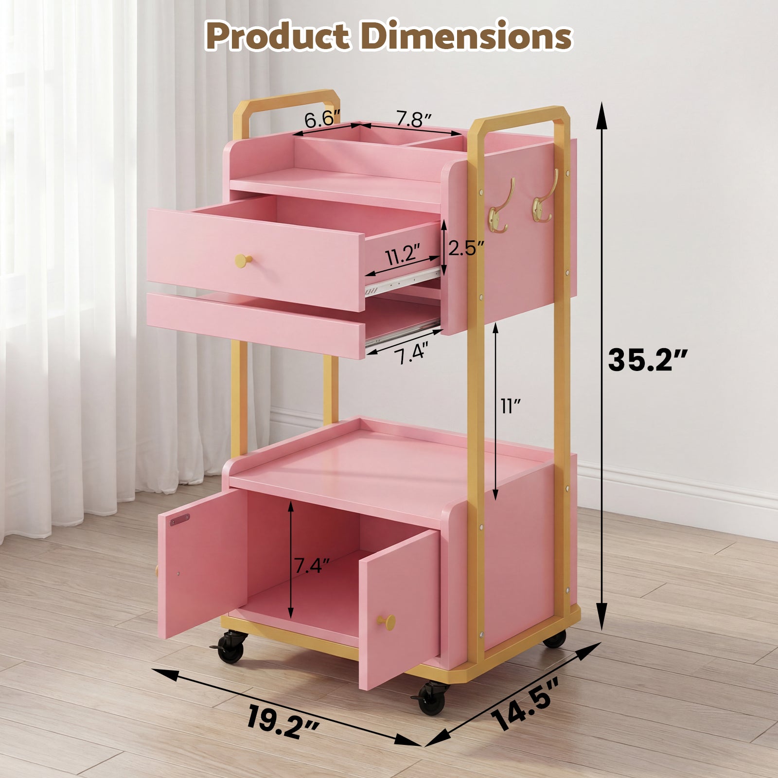Advwin Spa Salon Trolley with Storage Cabinet
