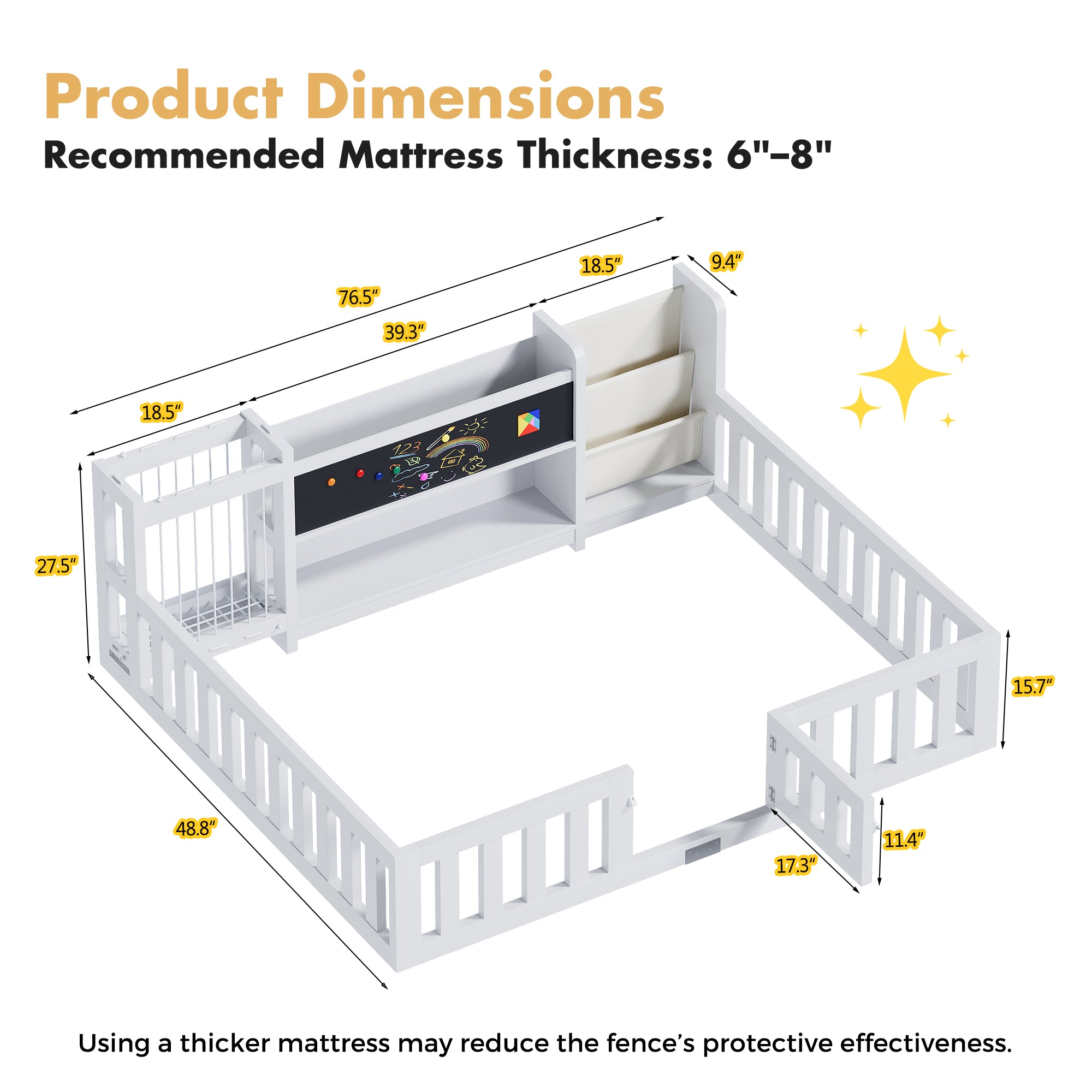 Advwin Toddler Floor Bed with Door & Safety Rails