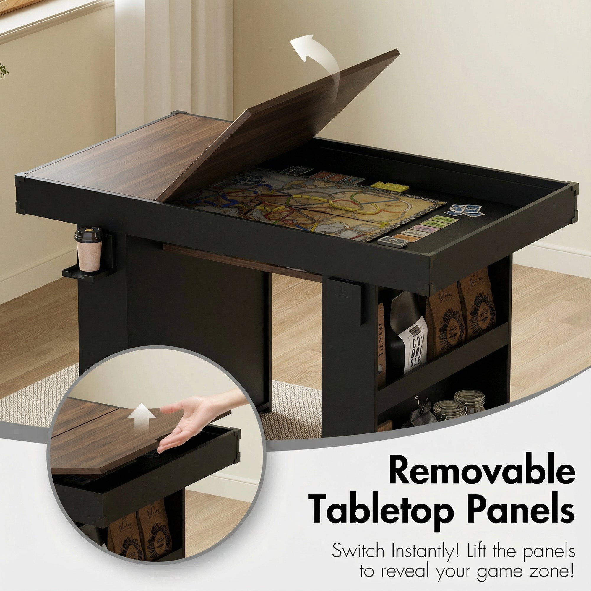 Advwin 2-in-1 Board Game Table with Removable Top