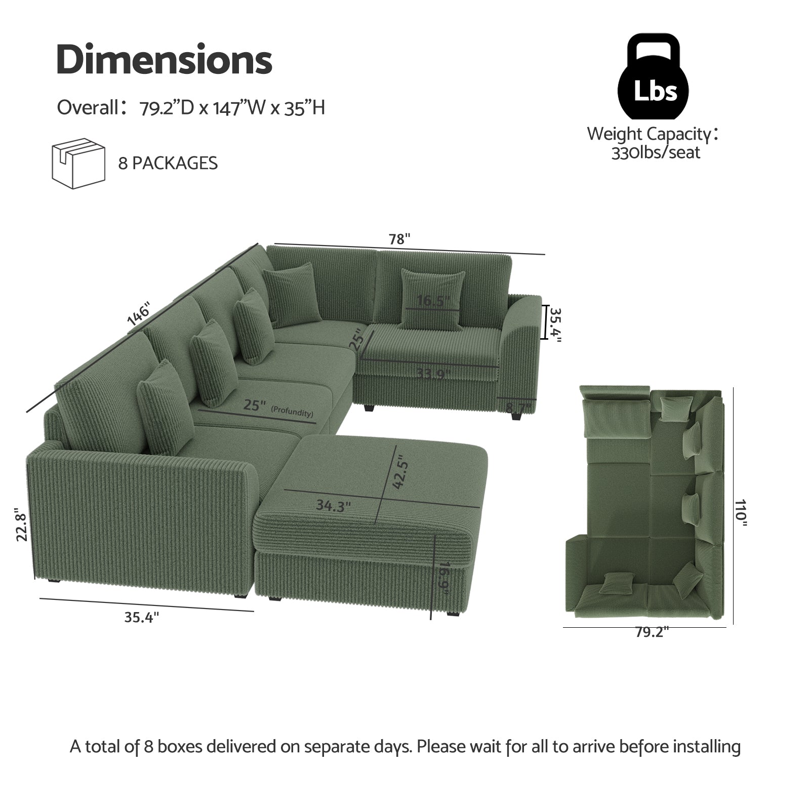 oversized sofa dimensions