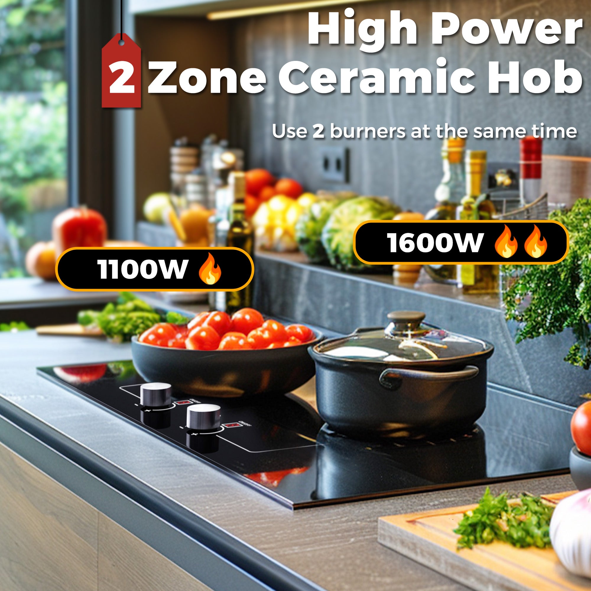 Advwin 1800W Electric Cooktop Knob Control