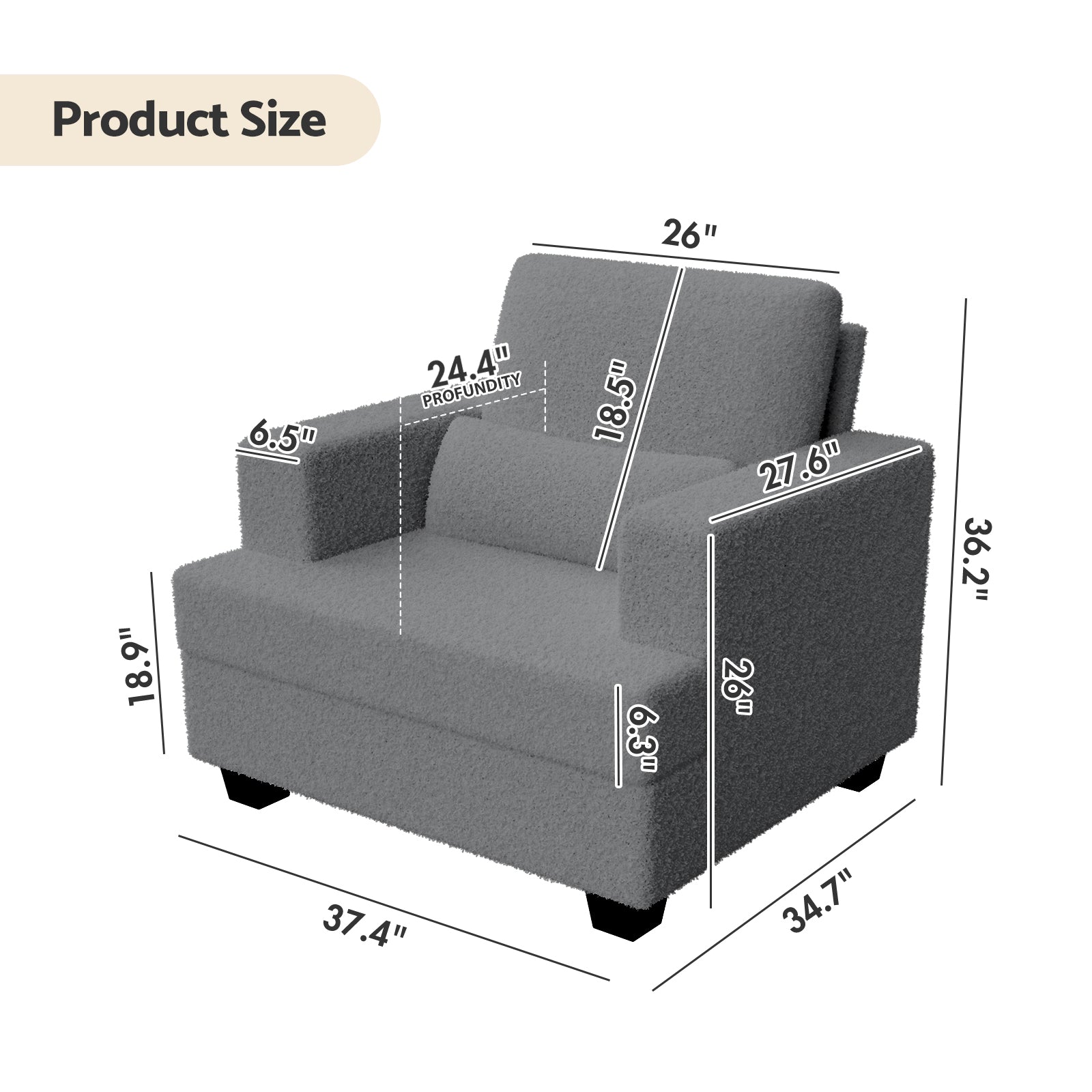 Advwin Accent Chair Oversized Single Sofa Chair