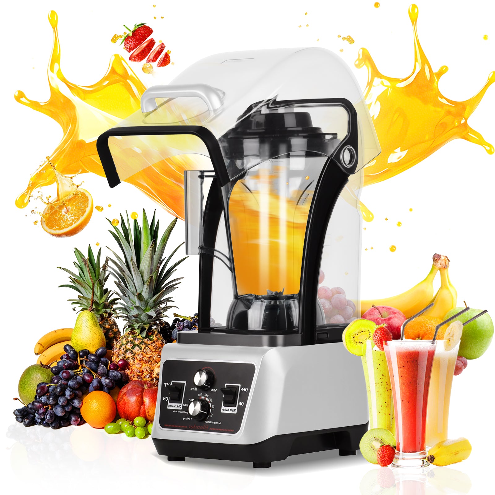 Advwin Commercial Blender with Soundproof Shield