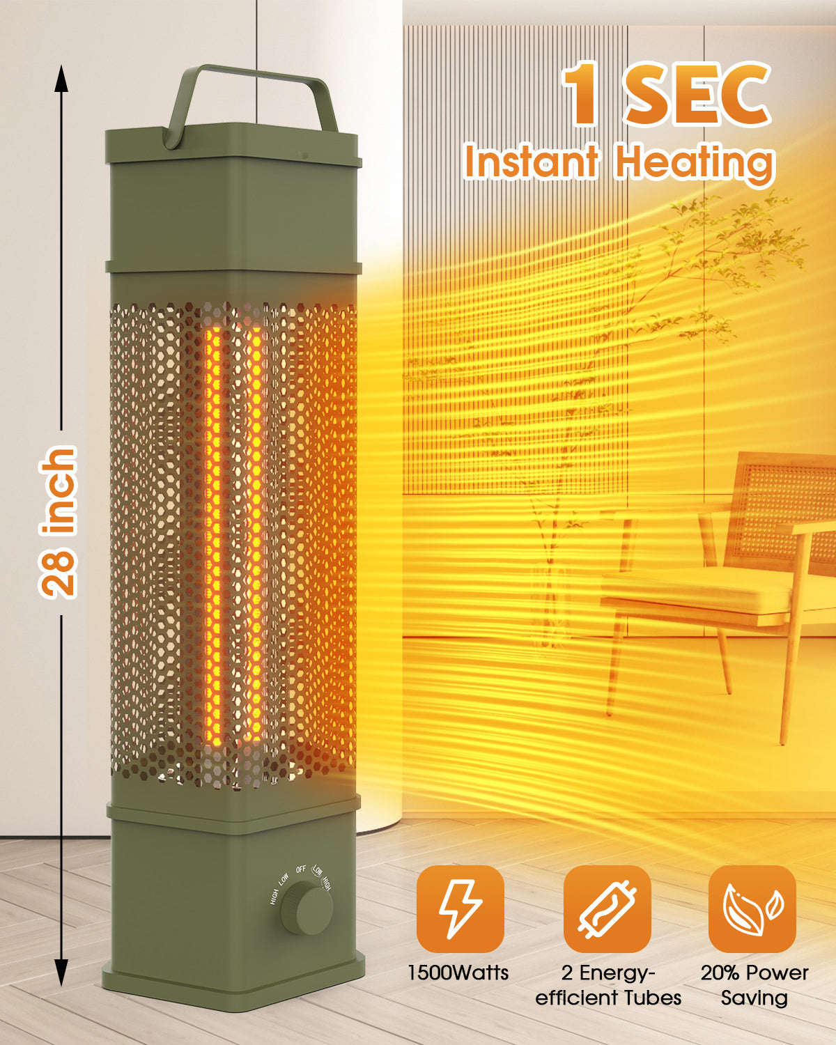 Advwin Electric Patio Heater 360°All-round Heating