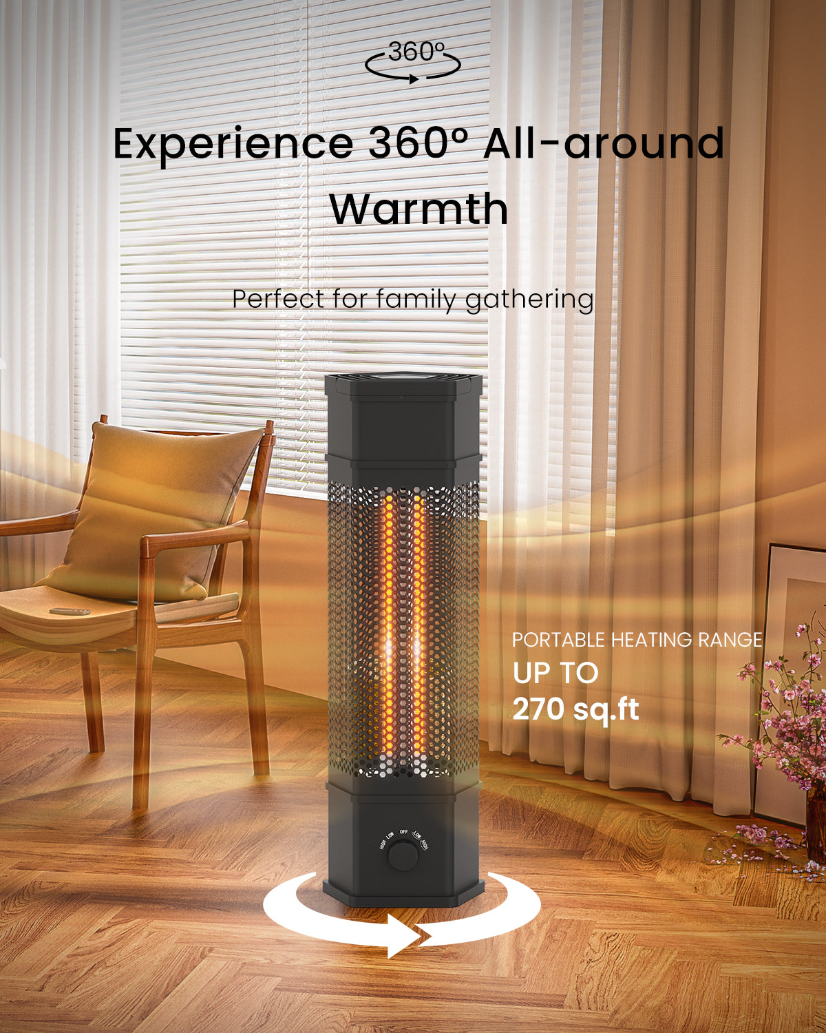 Advwin Electric Patio Heater 360°All-round Heating