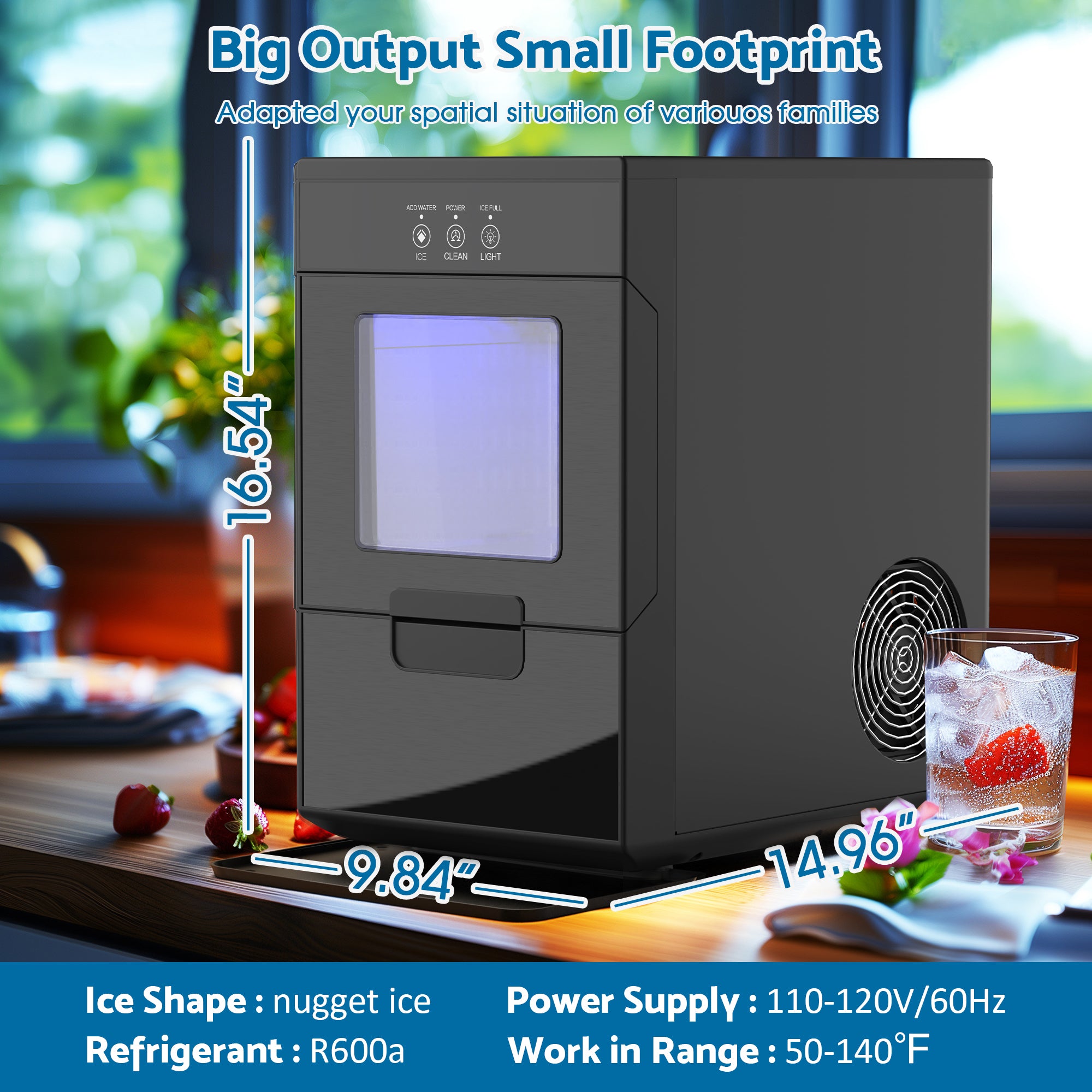 Advwin Nugget Ice Makers Countertop 44lbs