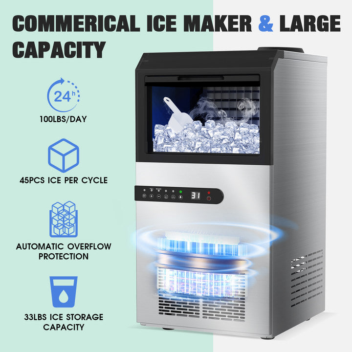 Advwin Commercial Ice Maker Machine 100Lbs/24H