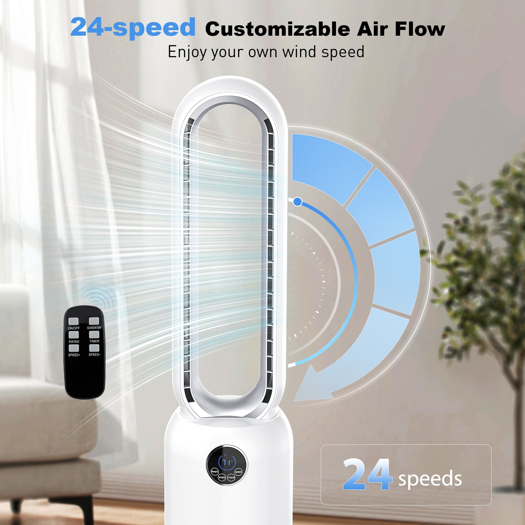 Advwin Upgrated Portable Bladeless Tower Fan