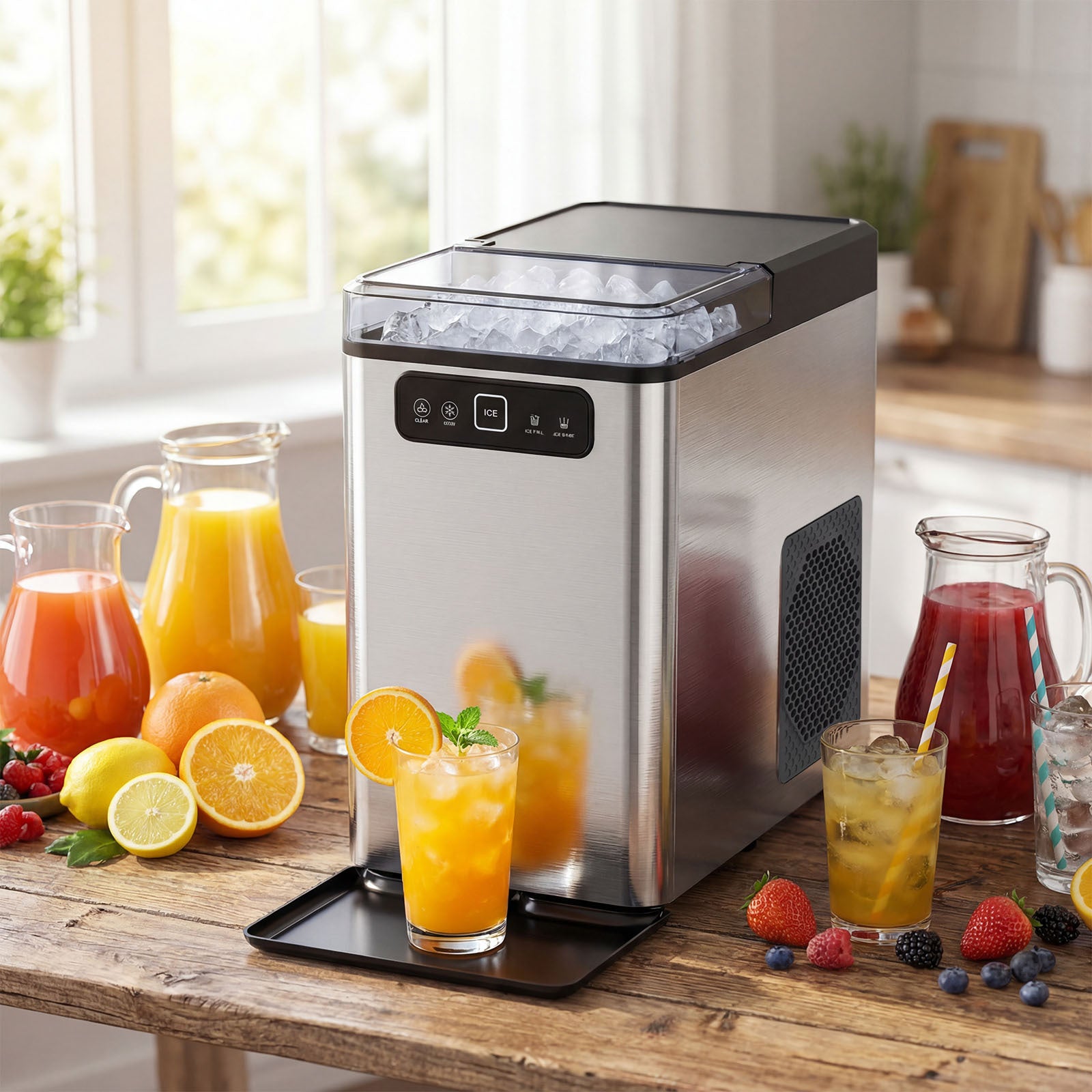 Advwin Countertop Pellet Ice Machine w/ Self-Cleaning