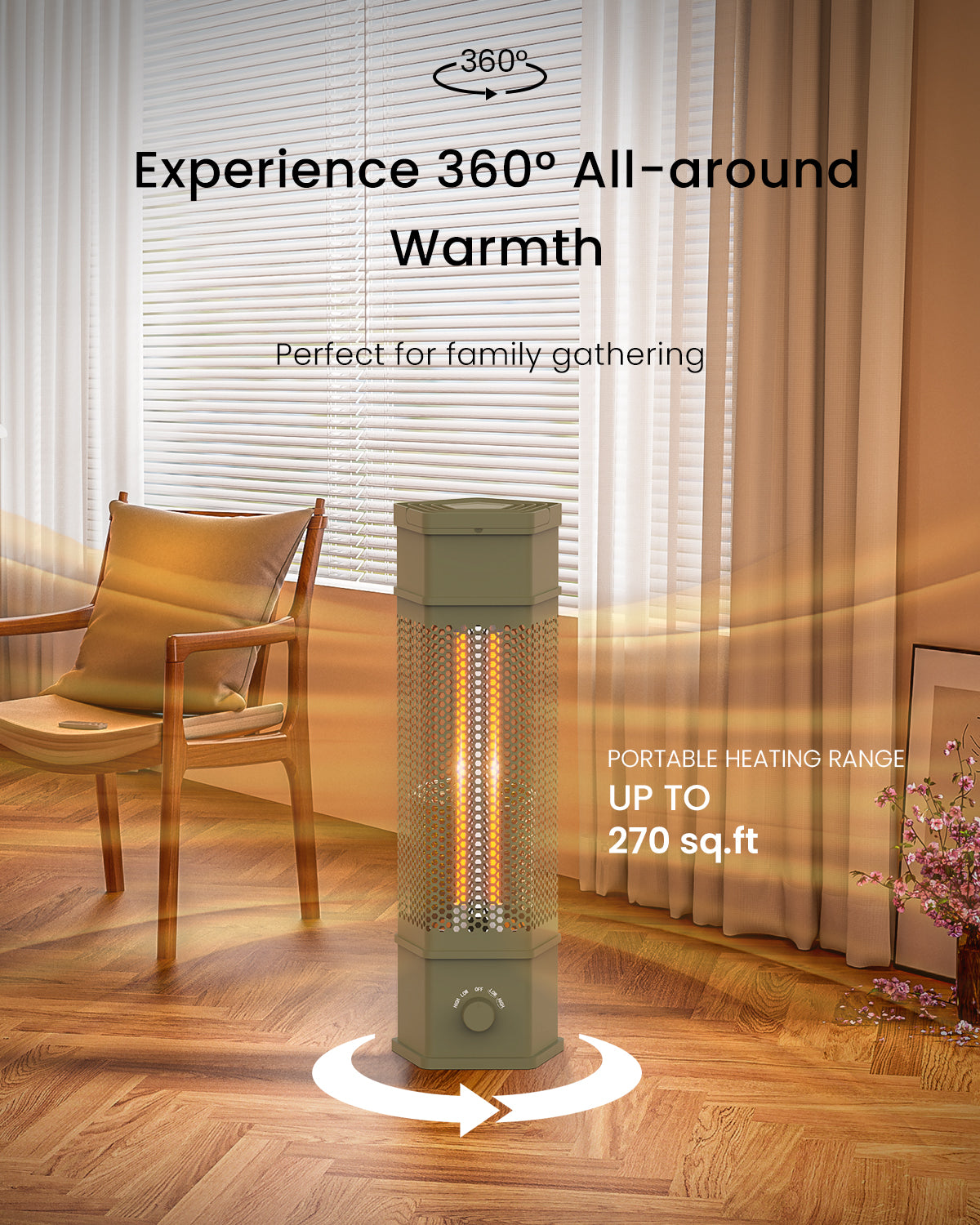 Advwin Electric Patio Heater 360°All-round Heating